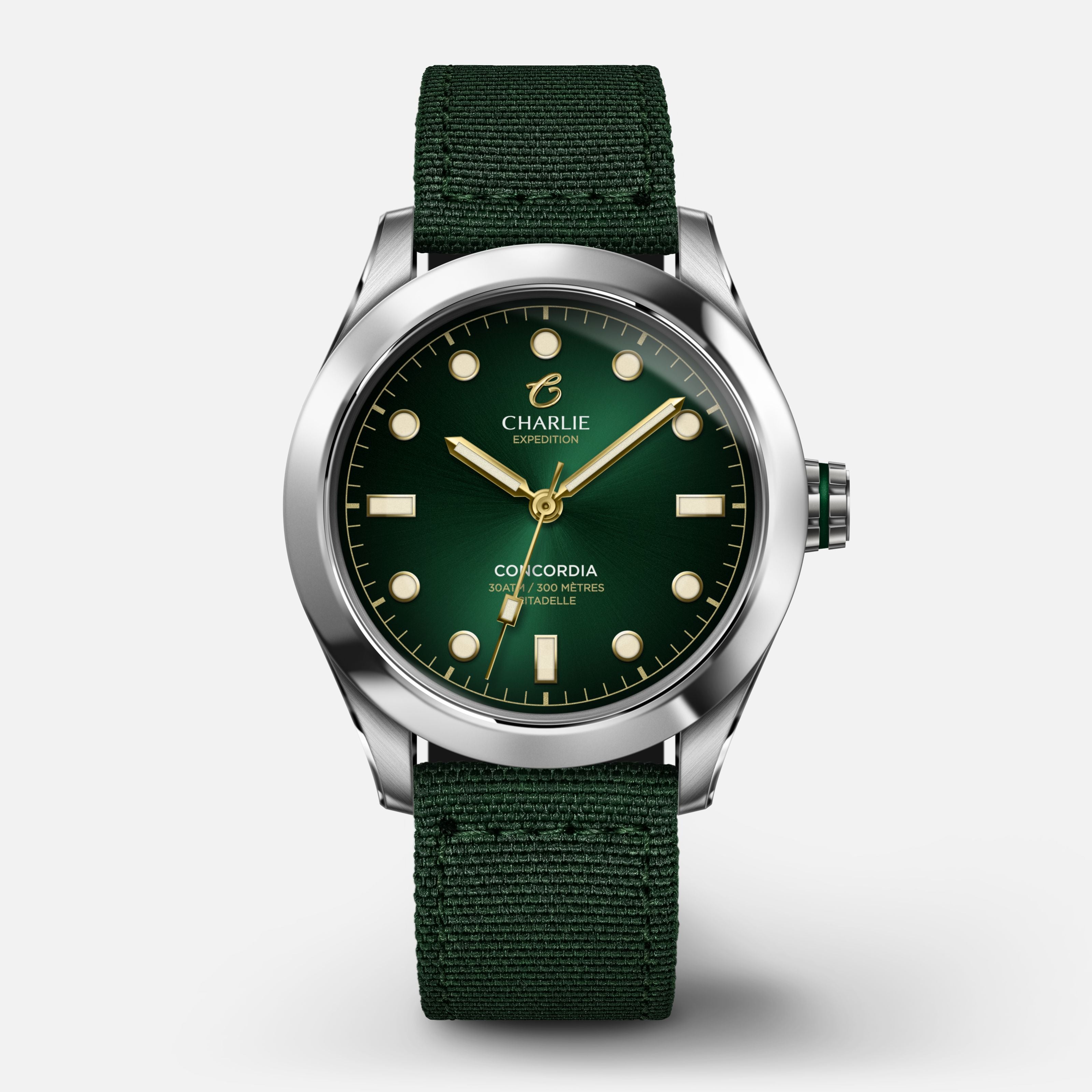 Green watch for men Made in France - Concordia Green