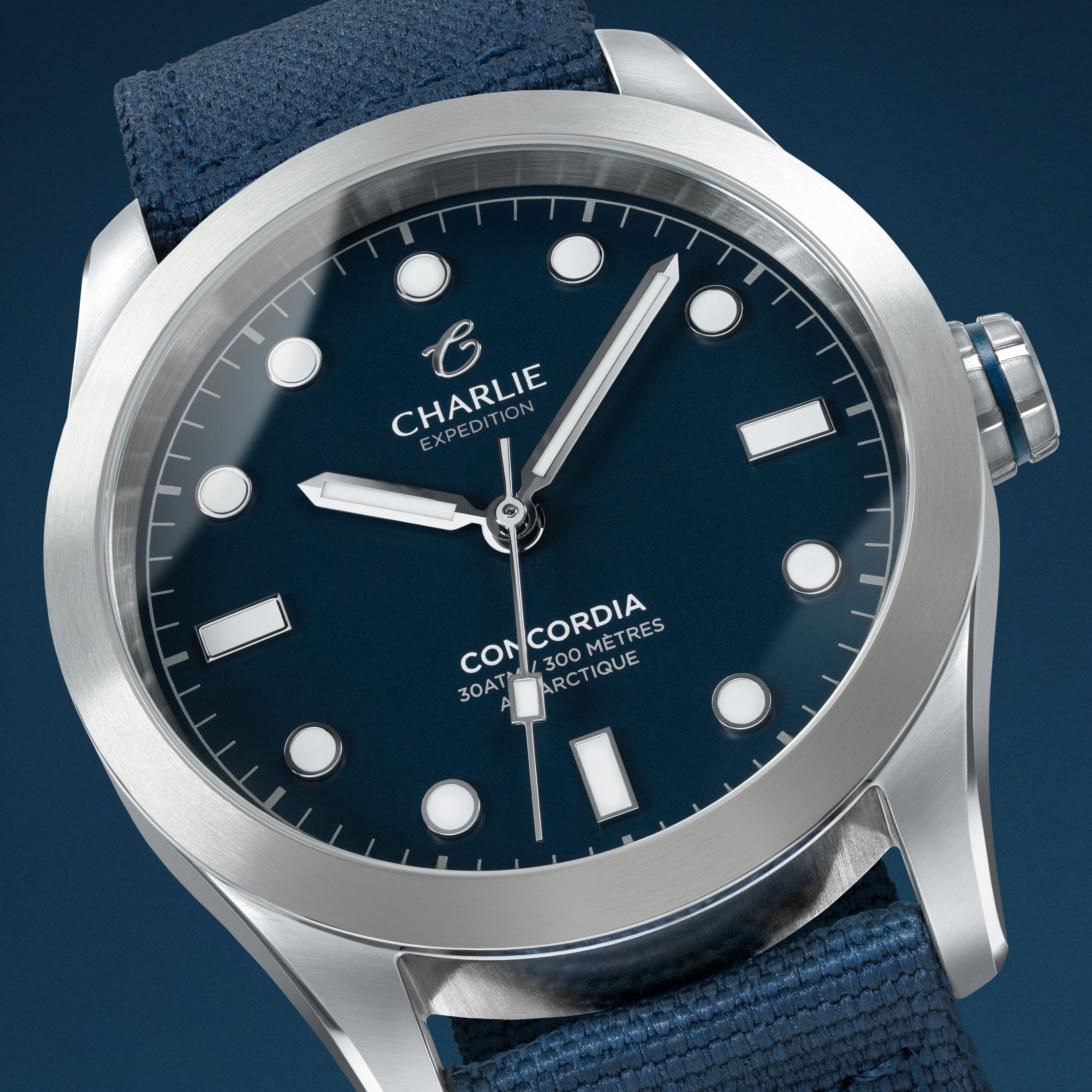 CONCORDIA - Men's blue waterproof quartz watch - Silver 38 mm