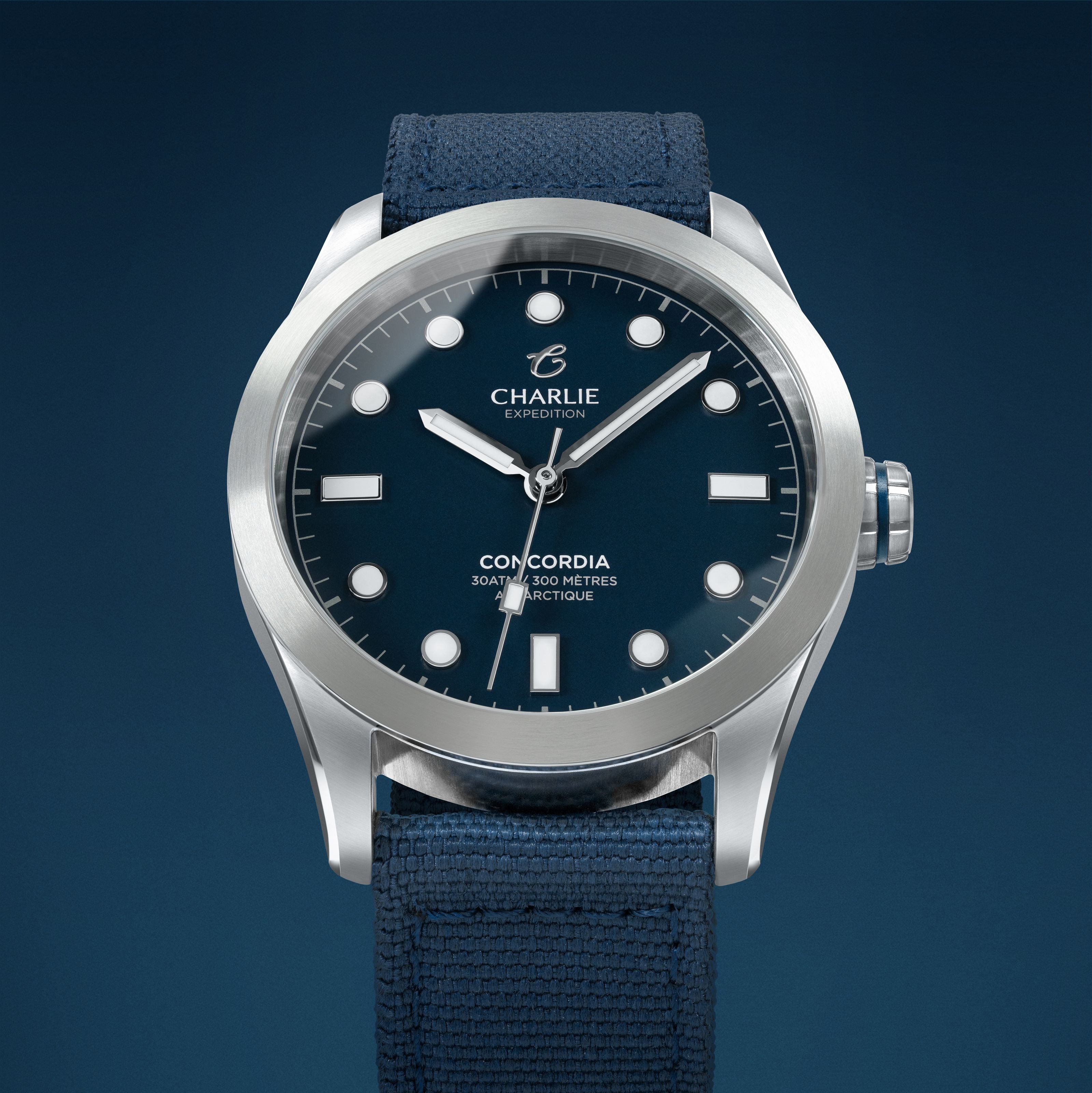 CONCORDIA - Men's blue waterproof quartz watch - Silver 38 mm