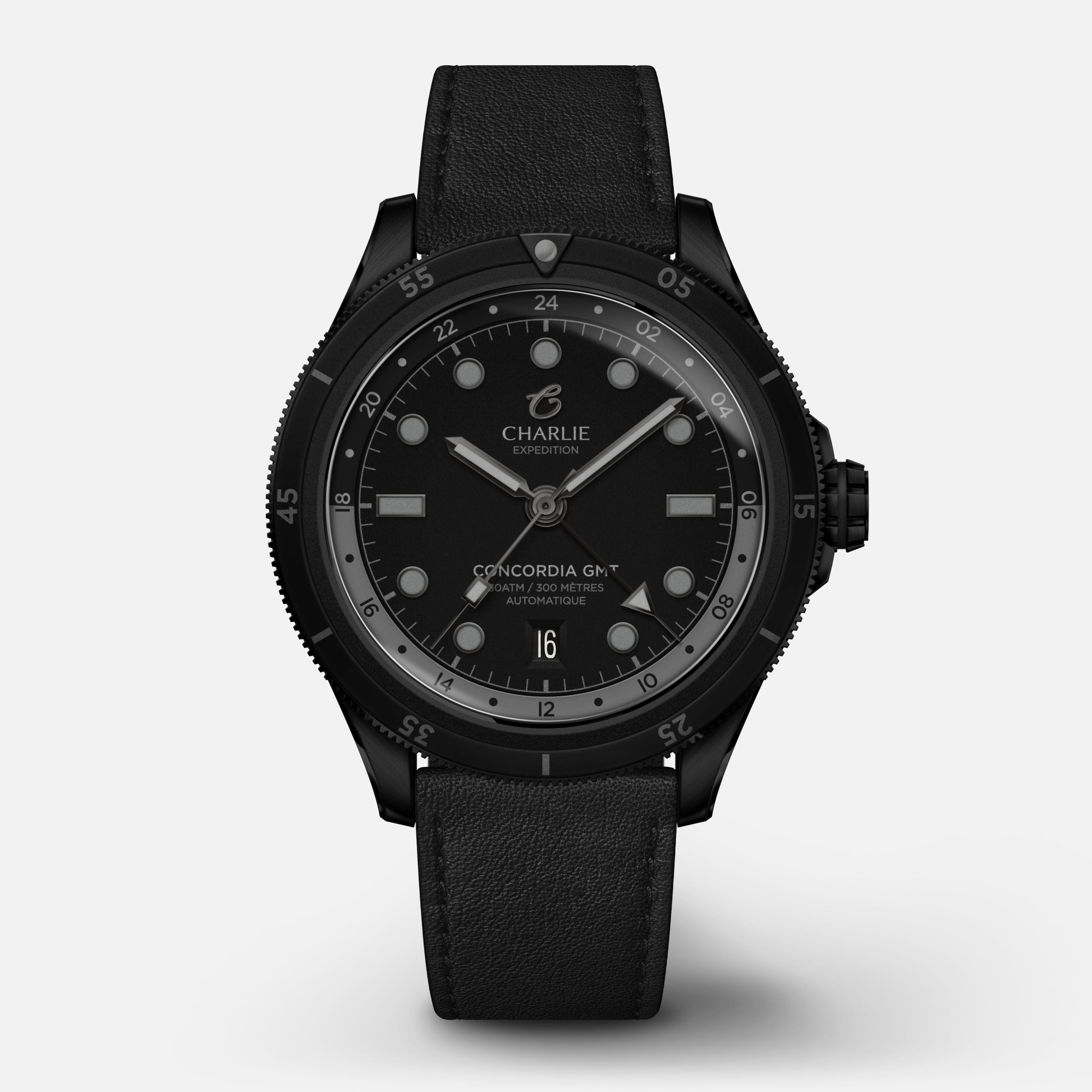 CONCORDIA - Swiss automatic GMT men's watch in black - 40 mm black