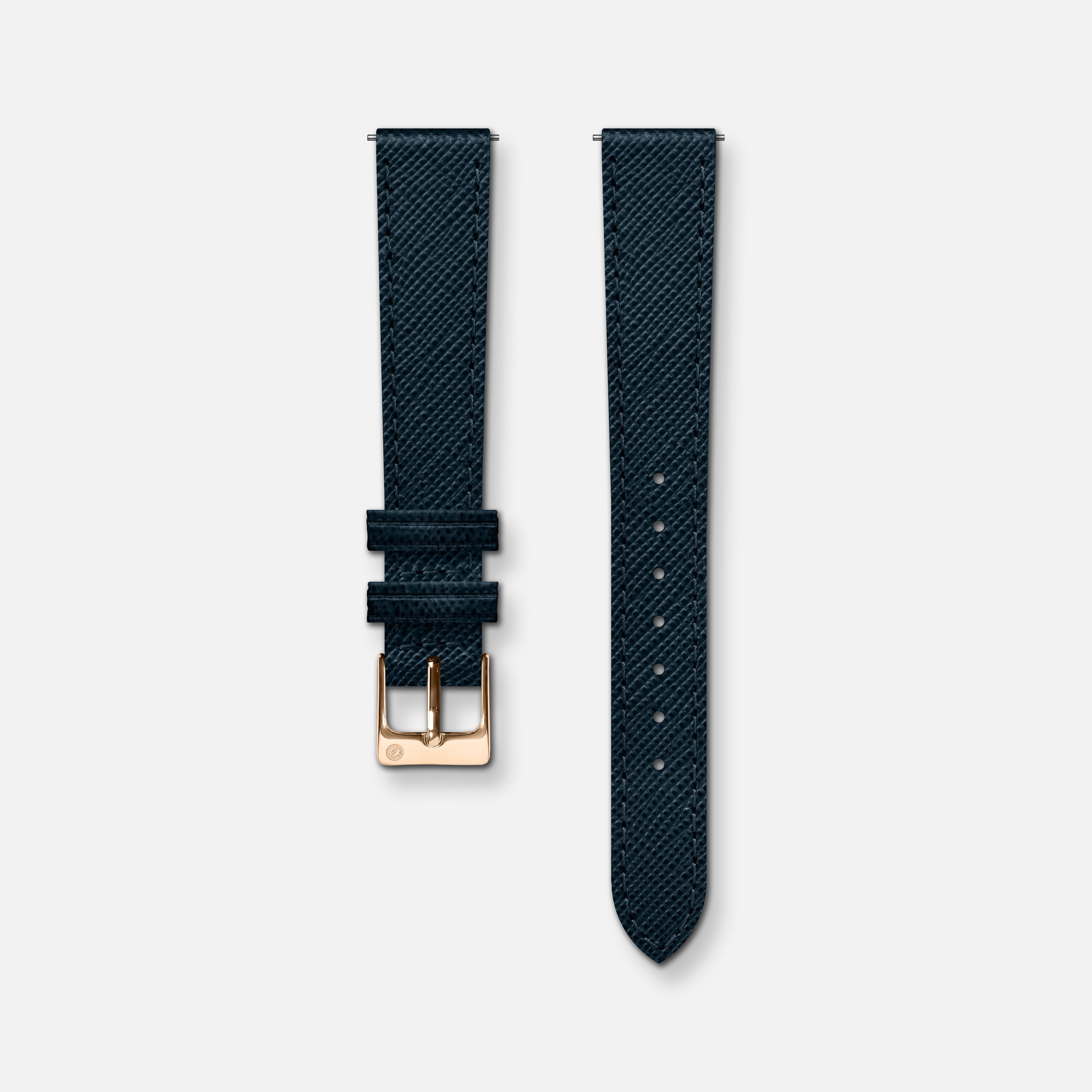Blue saffiano leather strap 14mm