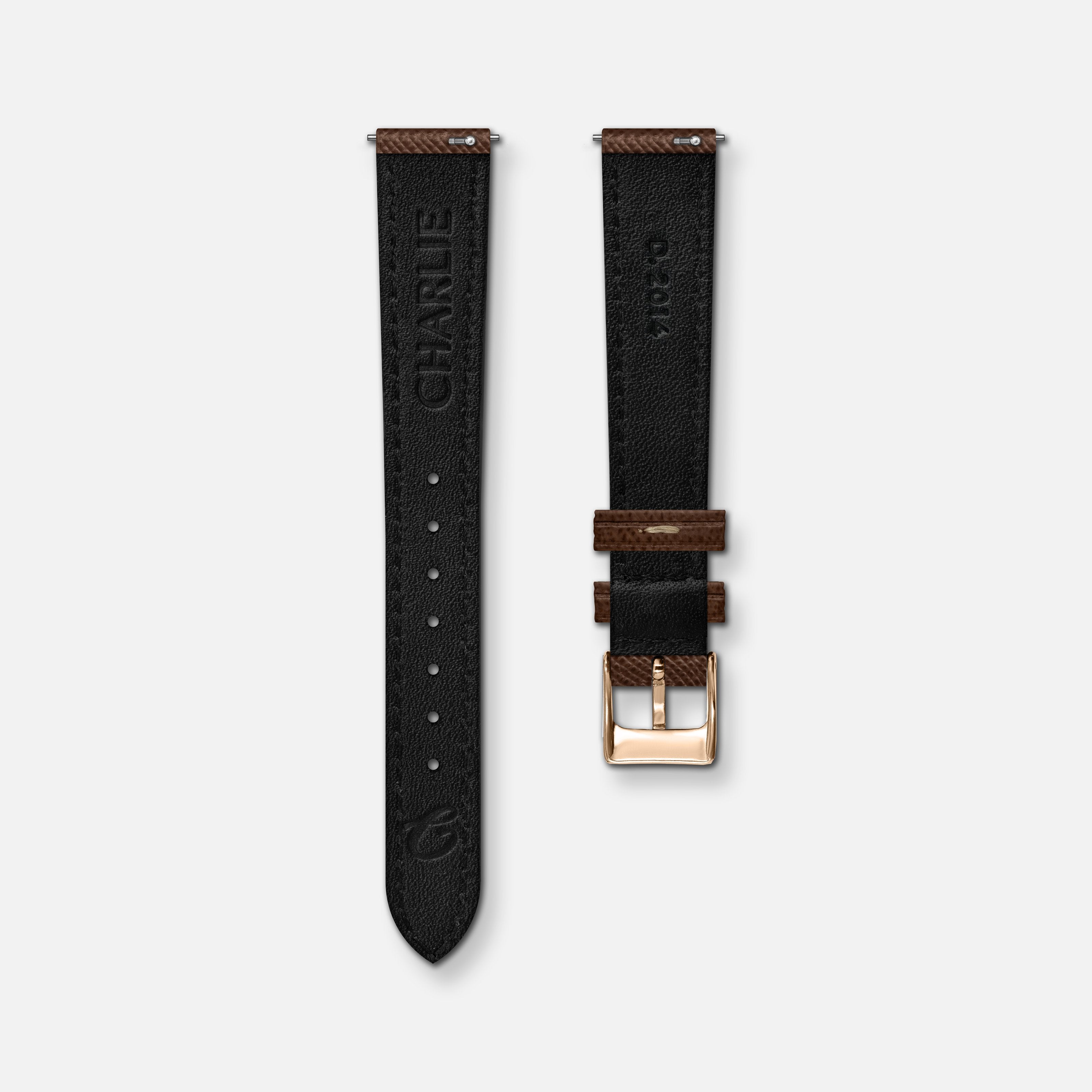 Brown saffiano leather strap 14mm