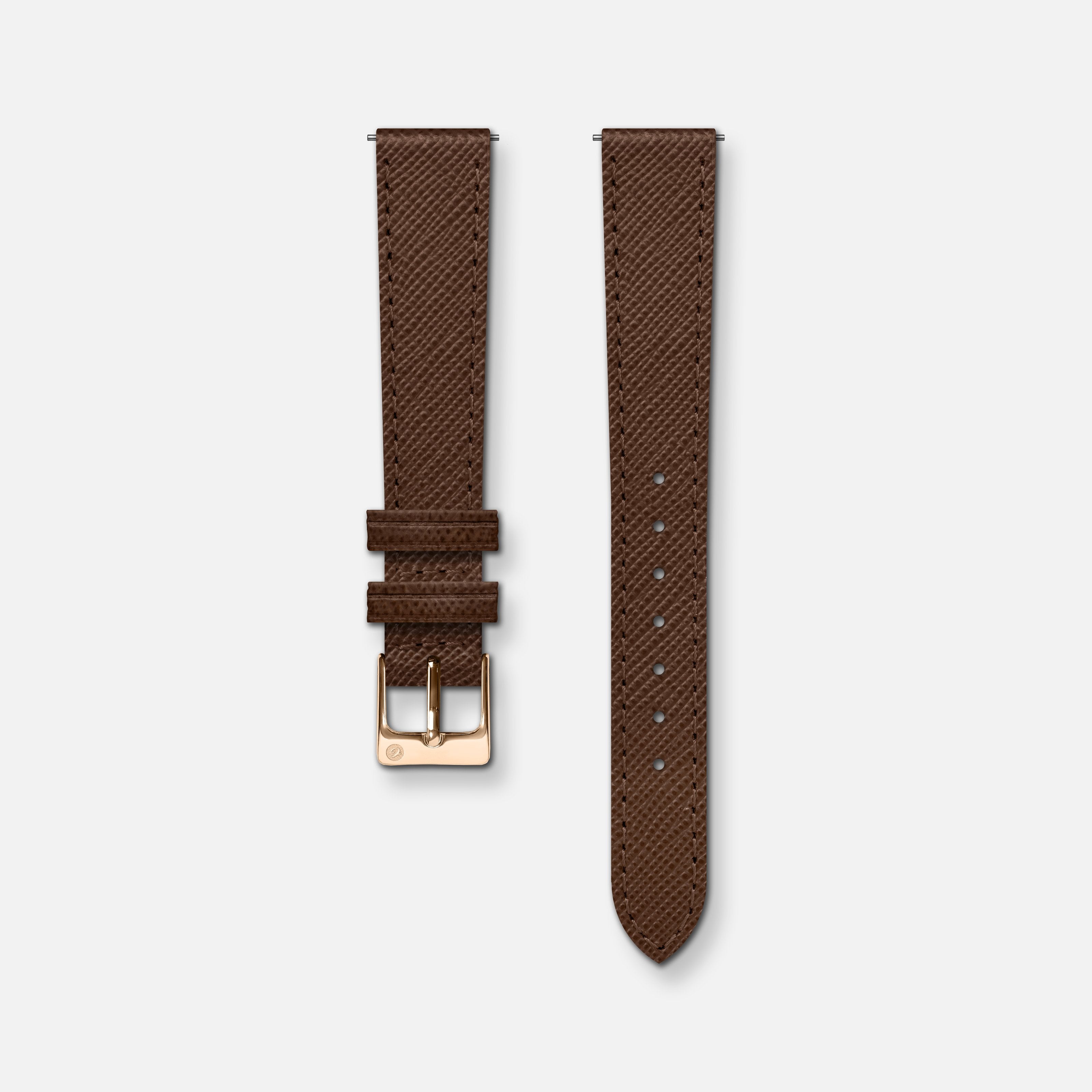 Brown saffiano leather strap 14mm