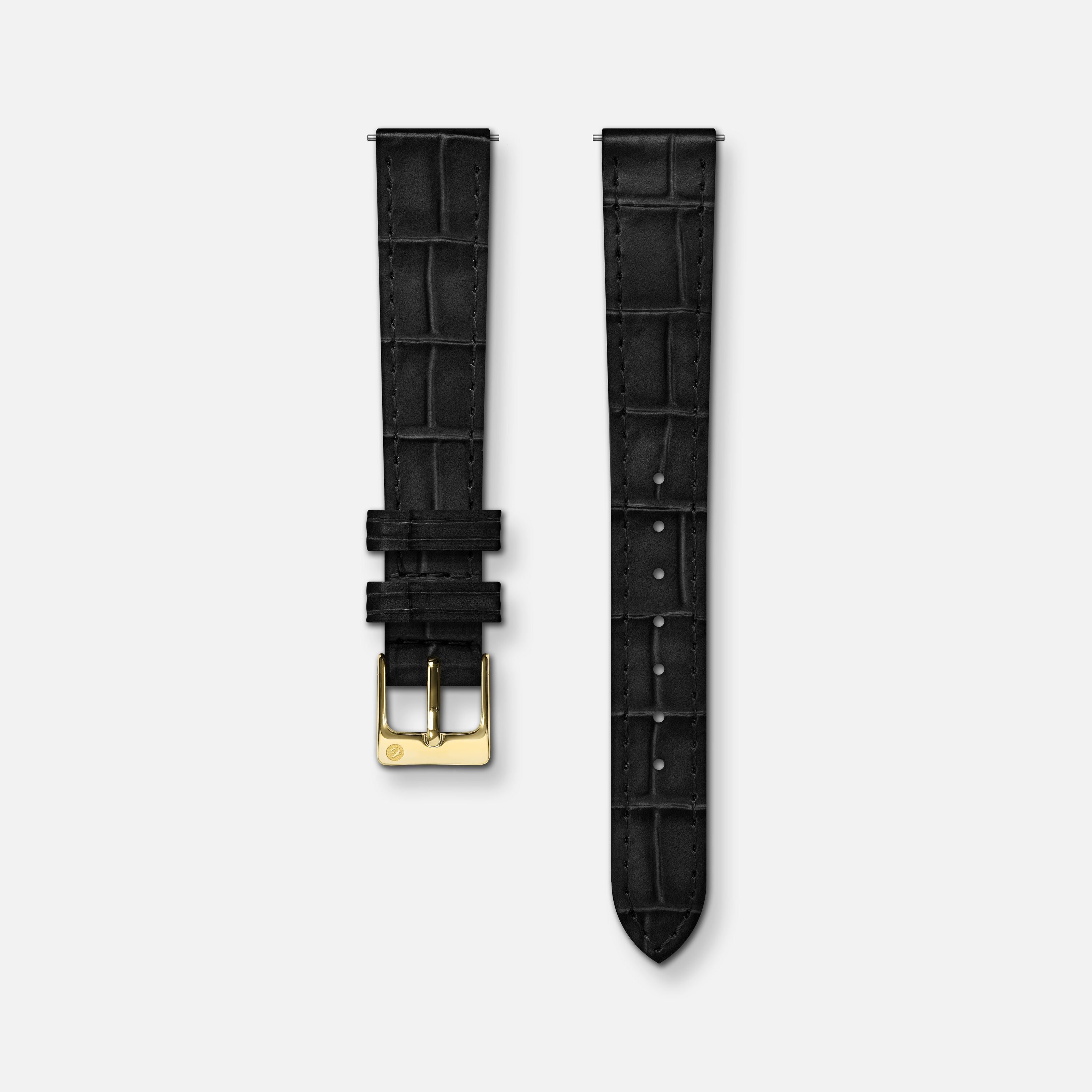 <tc>Armband</tc> 14 mm schwarzes Krokodilleder