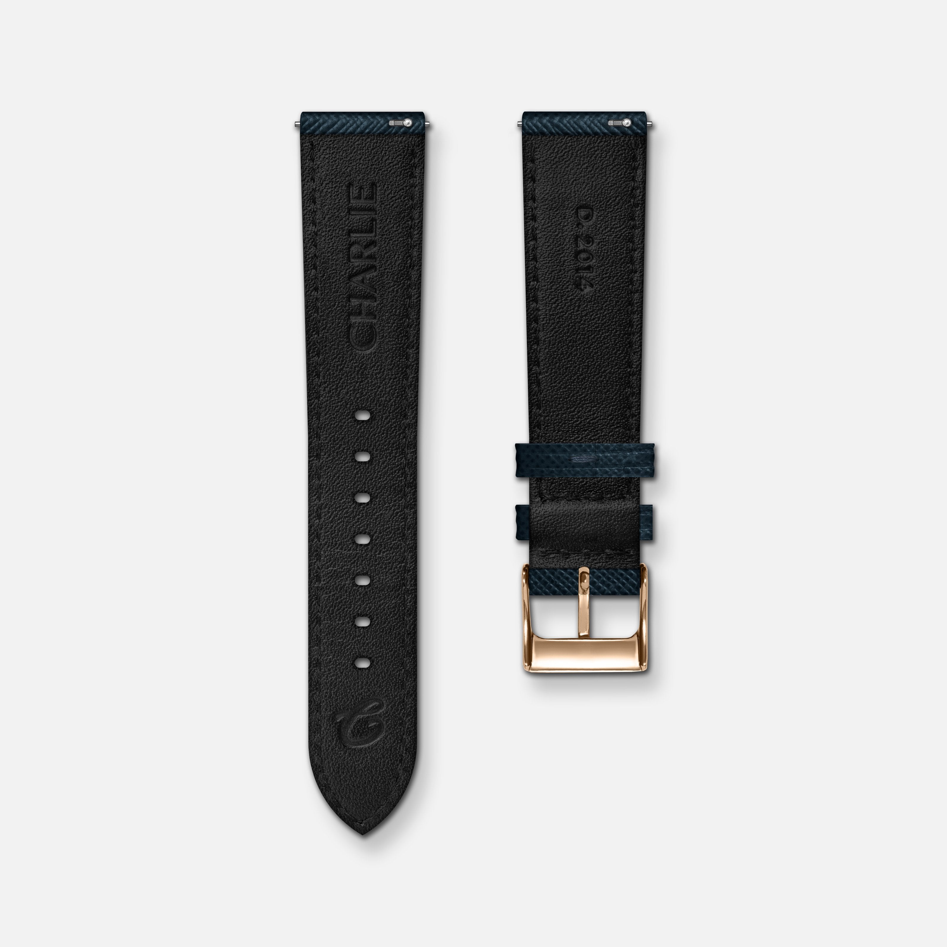 Blue saffiano leather strap 18mm