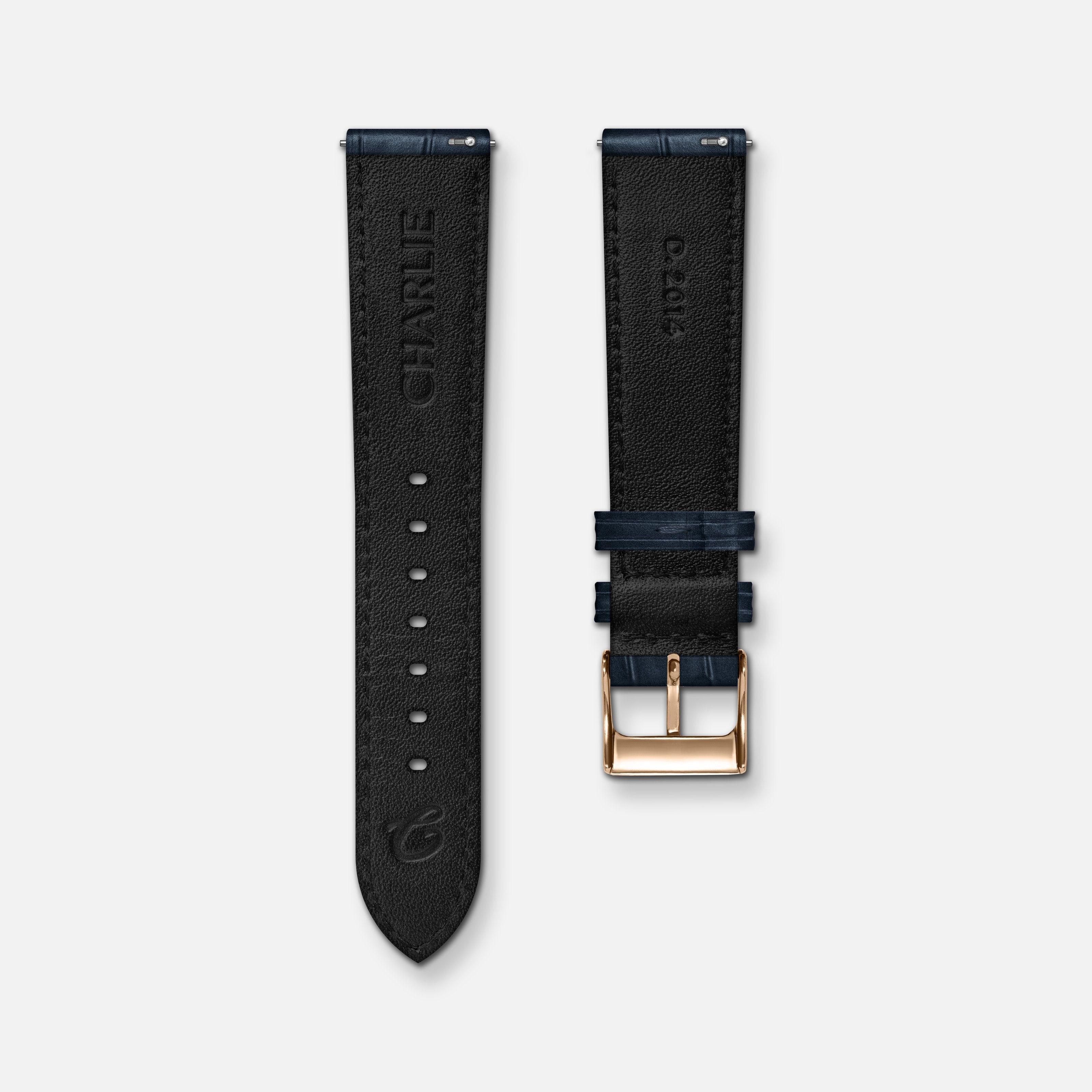 Blue crocograin leather strap 18mm