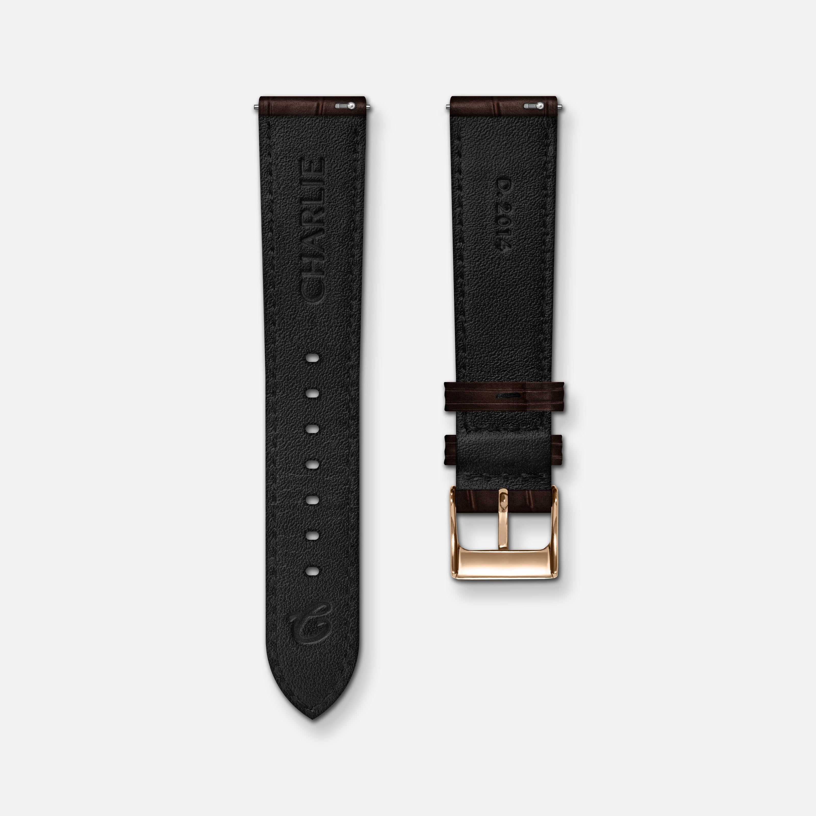 Brown crocograin leather strap 18mm