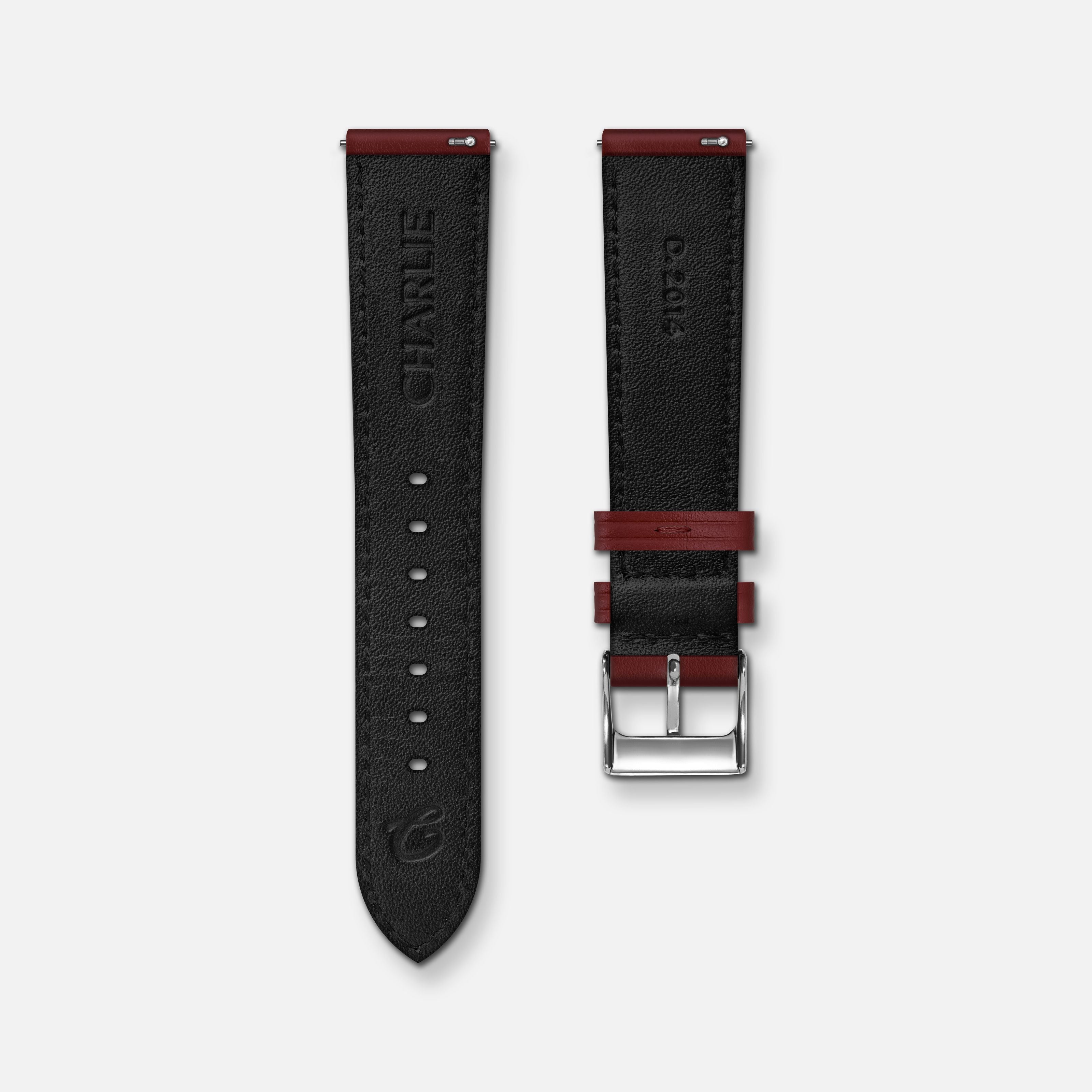 Burgundy leather strap 18mm