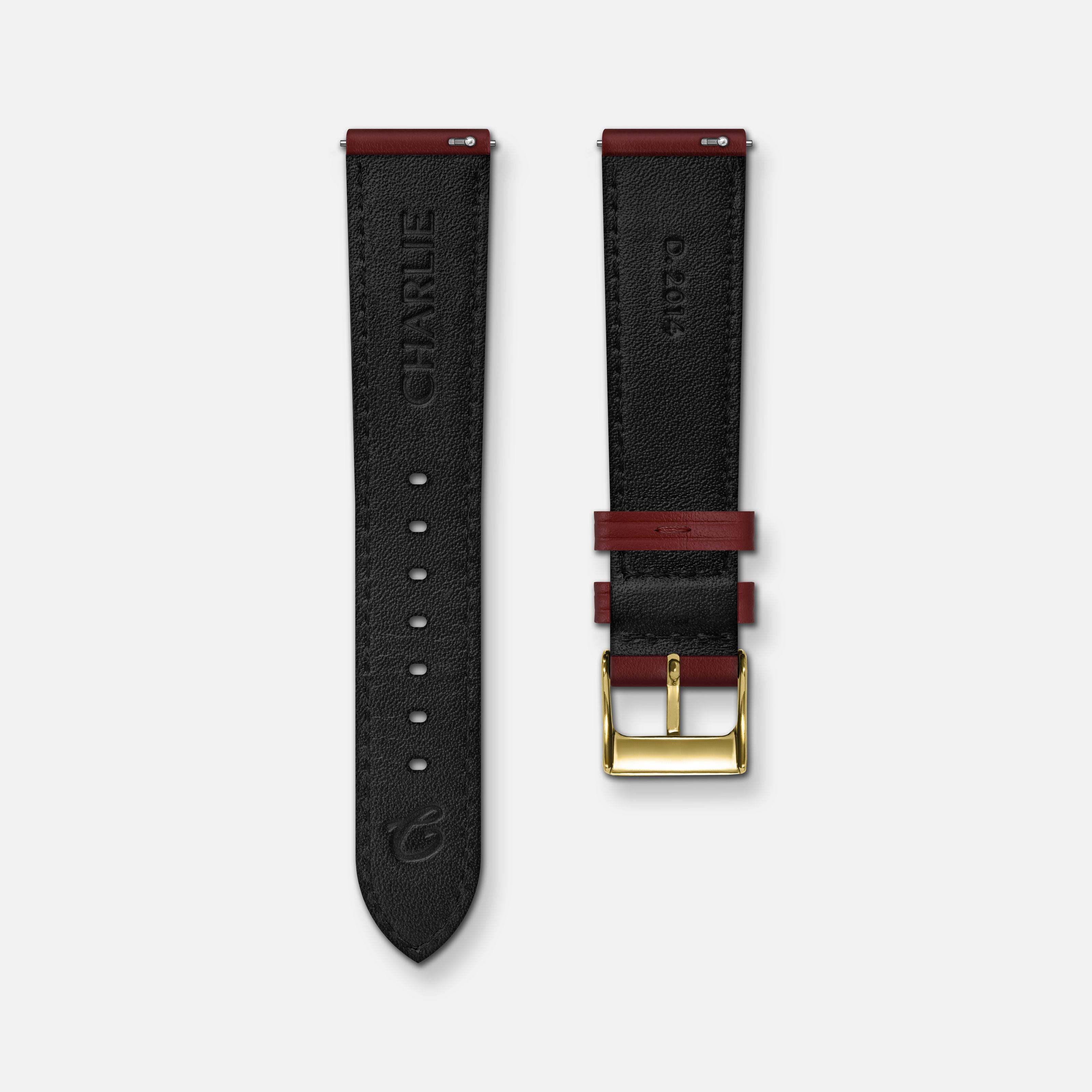 Burgundy leather strap 18mm
