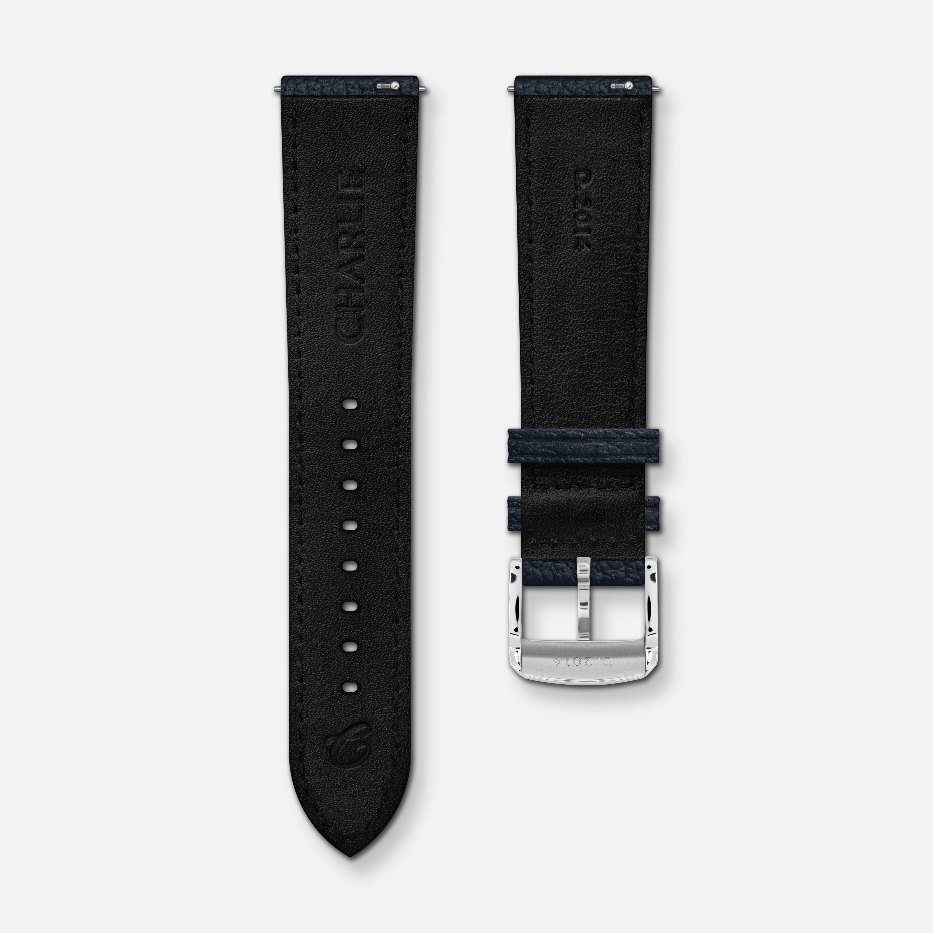 Blue grained leather strap 20mm