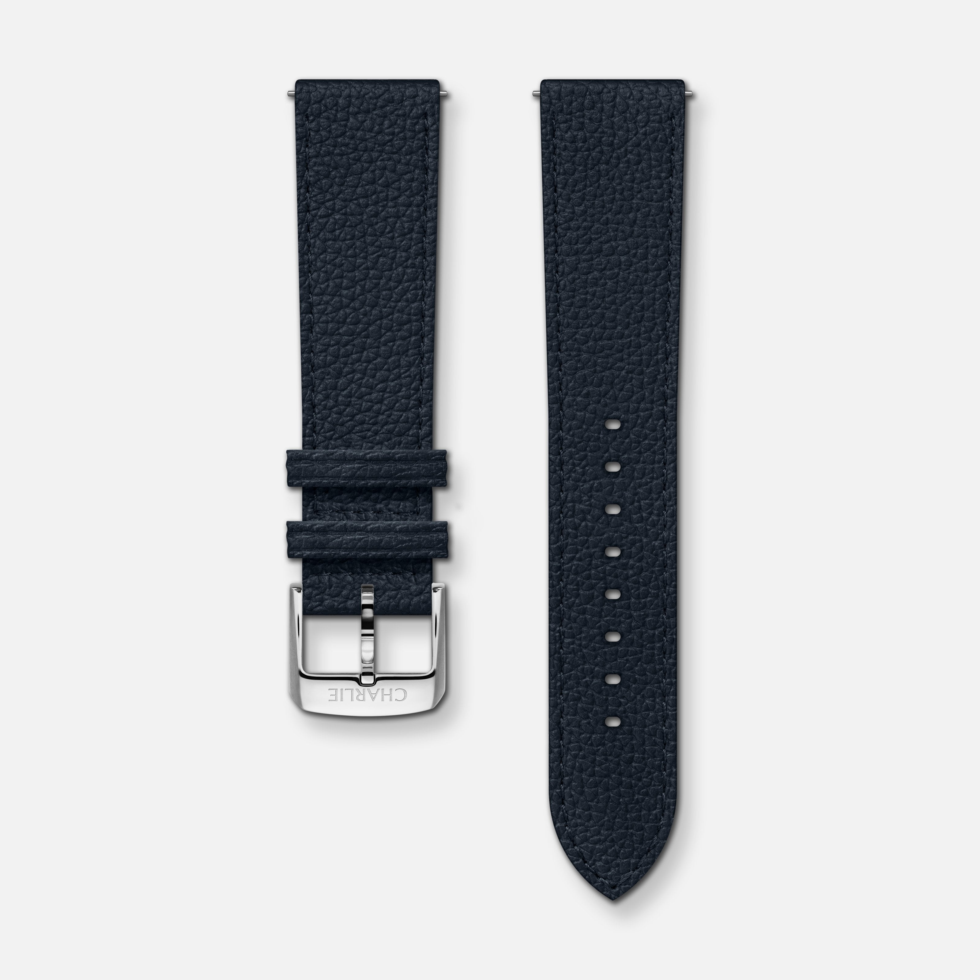 Blue grained leather strap 20mm