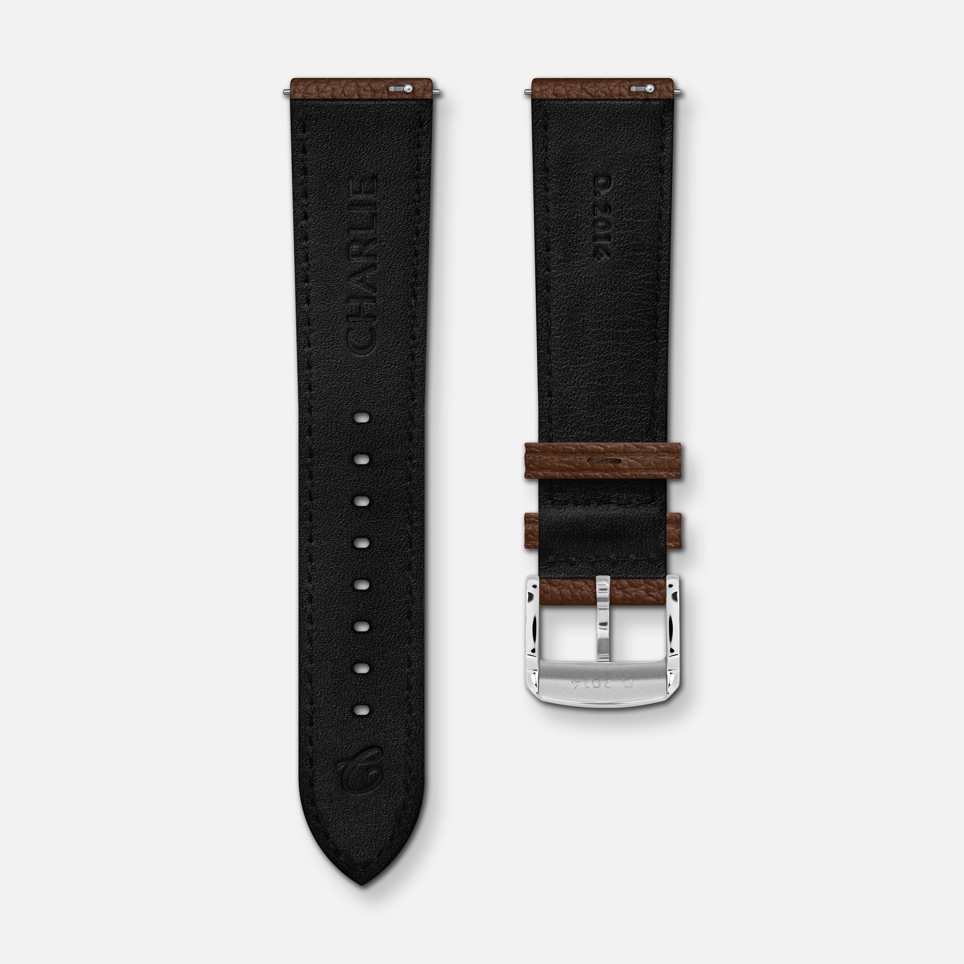 Brown grained leather strap 20mm