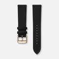 Bracelet cuir noir 20mm Bracelets de montres CHARLIE Or rose