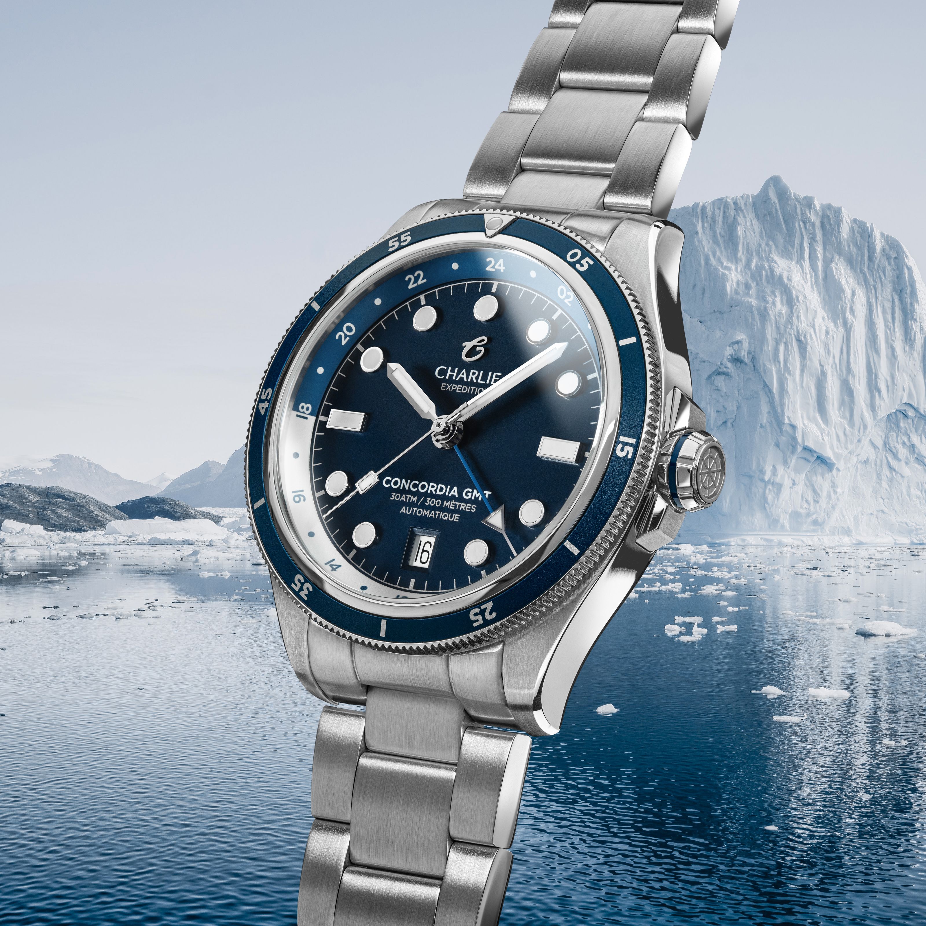 Blue crocograin leather strap 18mm | Charlie Paris