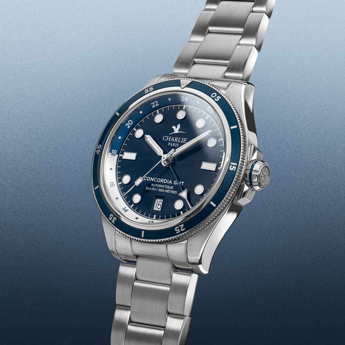 CONCORDIA - Automatic GMT - Blue - Steel bracelet
