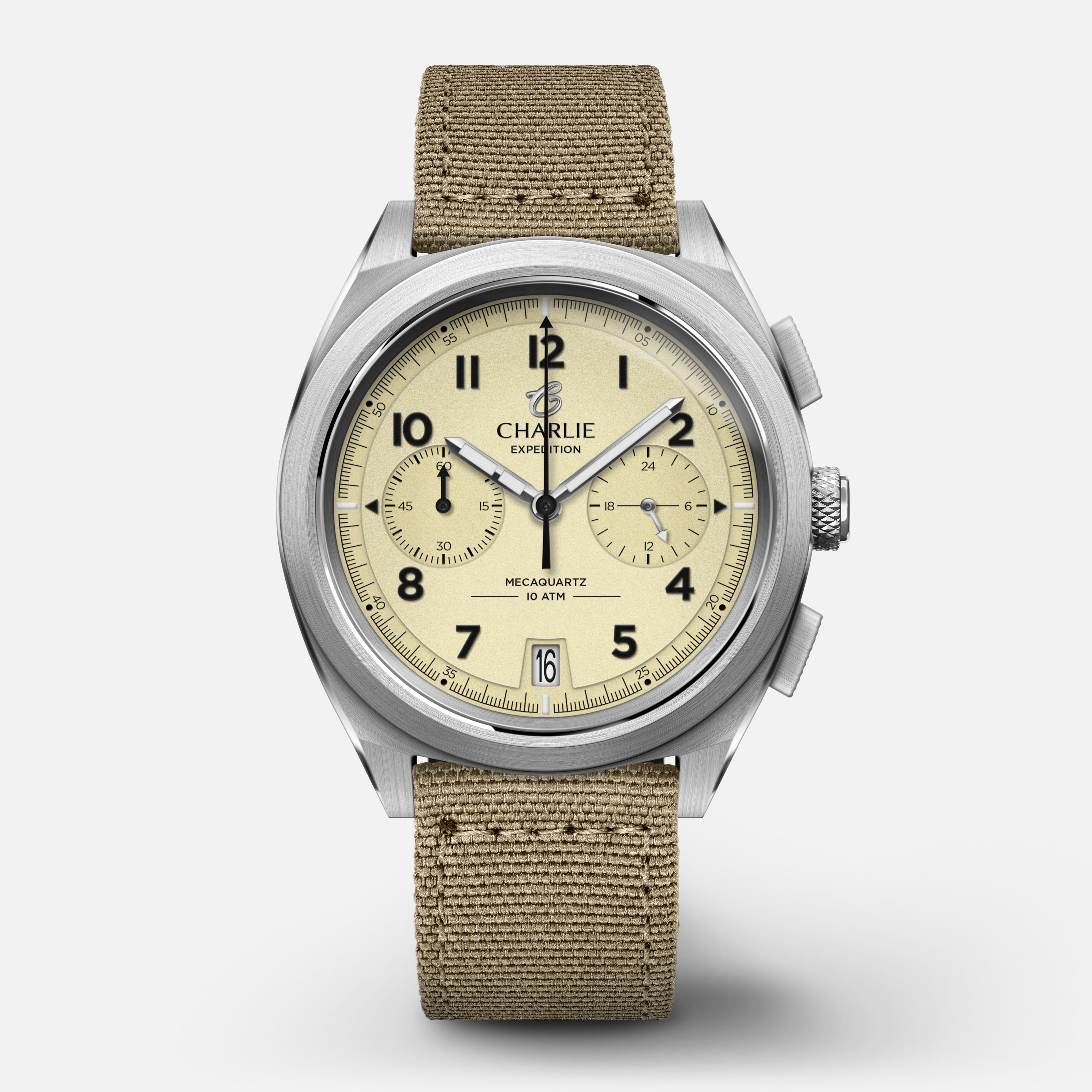 GR - Mecaquartz Chronographe - Beige Montres CHARLIE Nylon beige