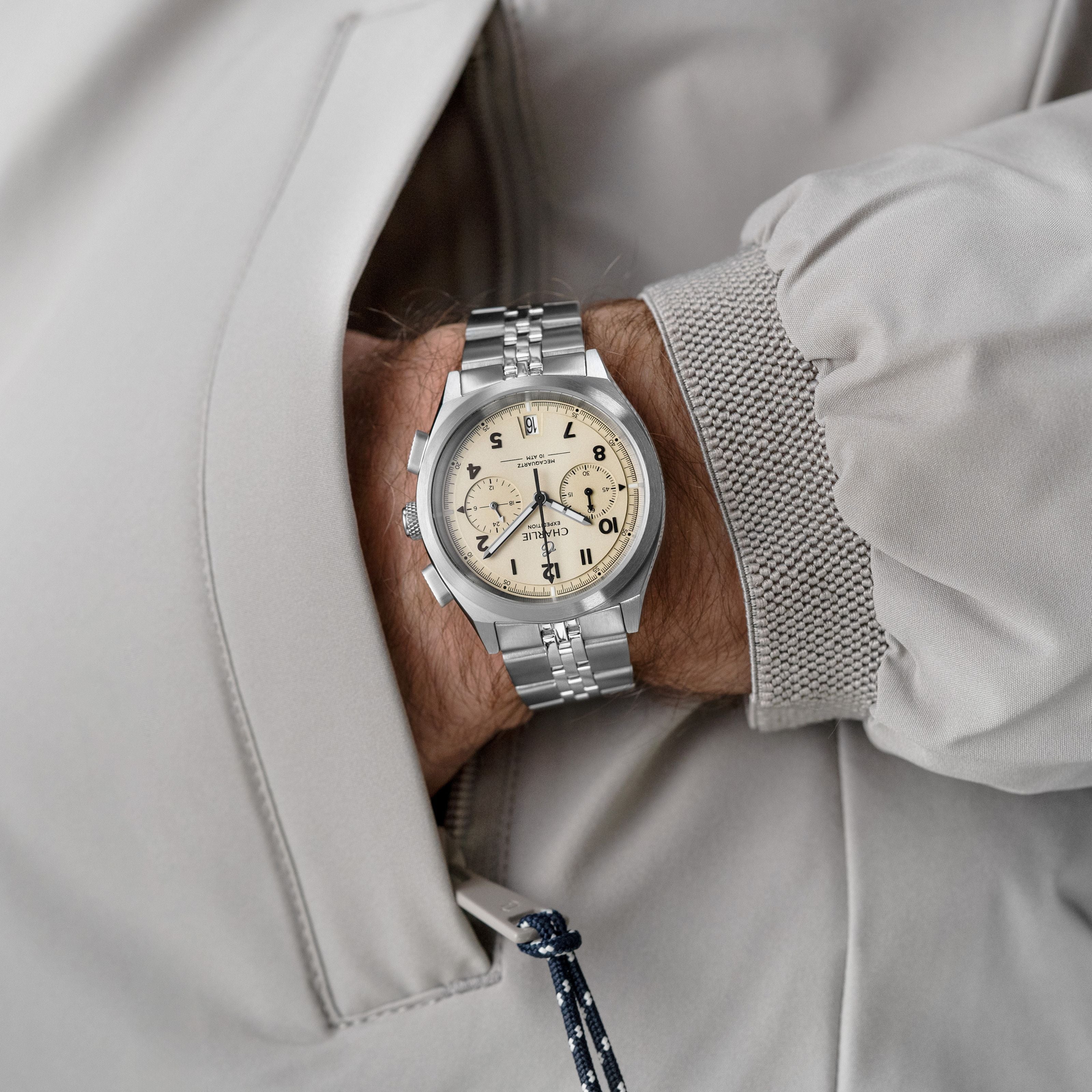 GR - Mecaquartz Chronographe - Beige Montres CHARLIE