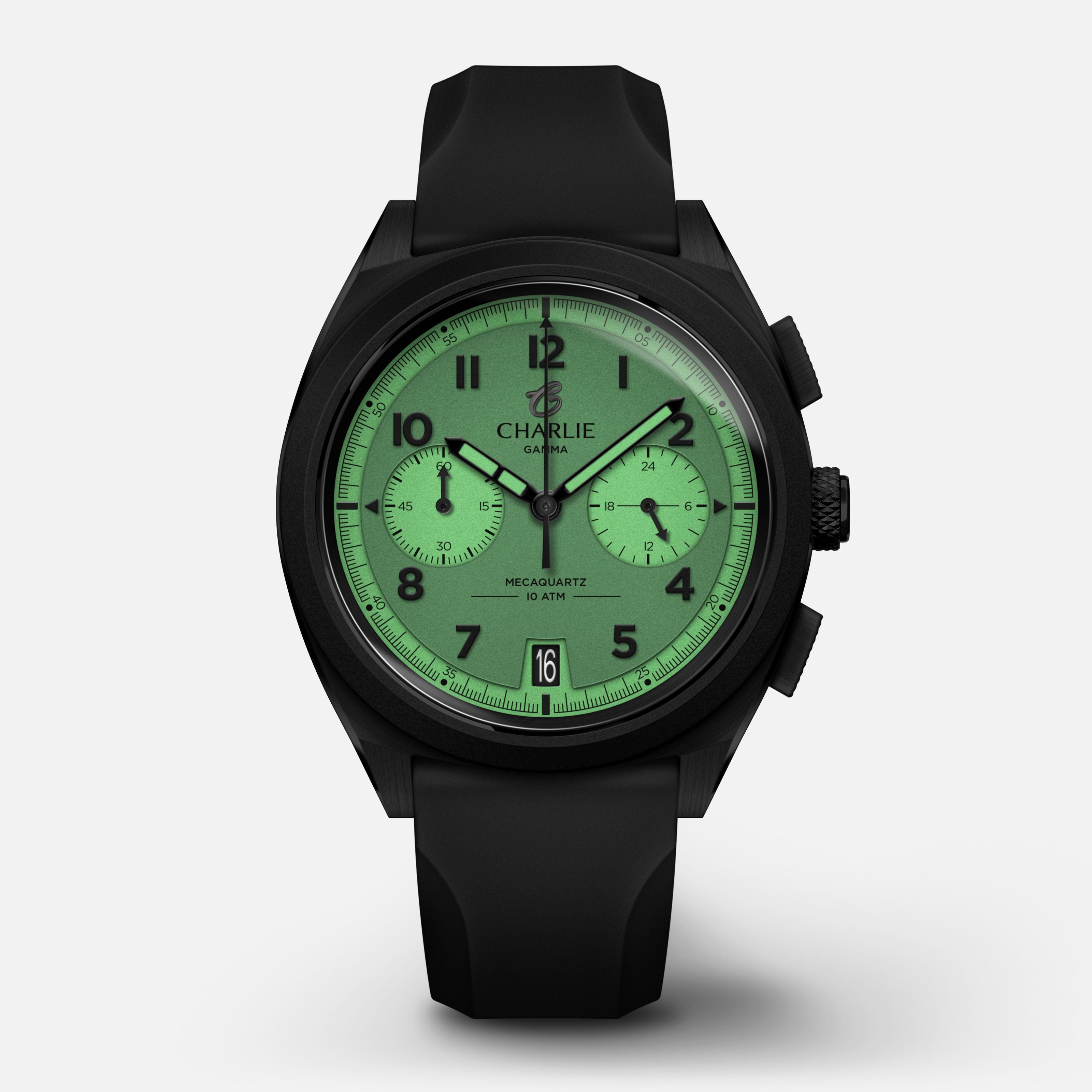 GRX - Mecaquartz Chronographe - Gamma Montres CHARLIE Caoutchouc noir