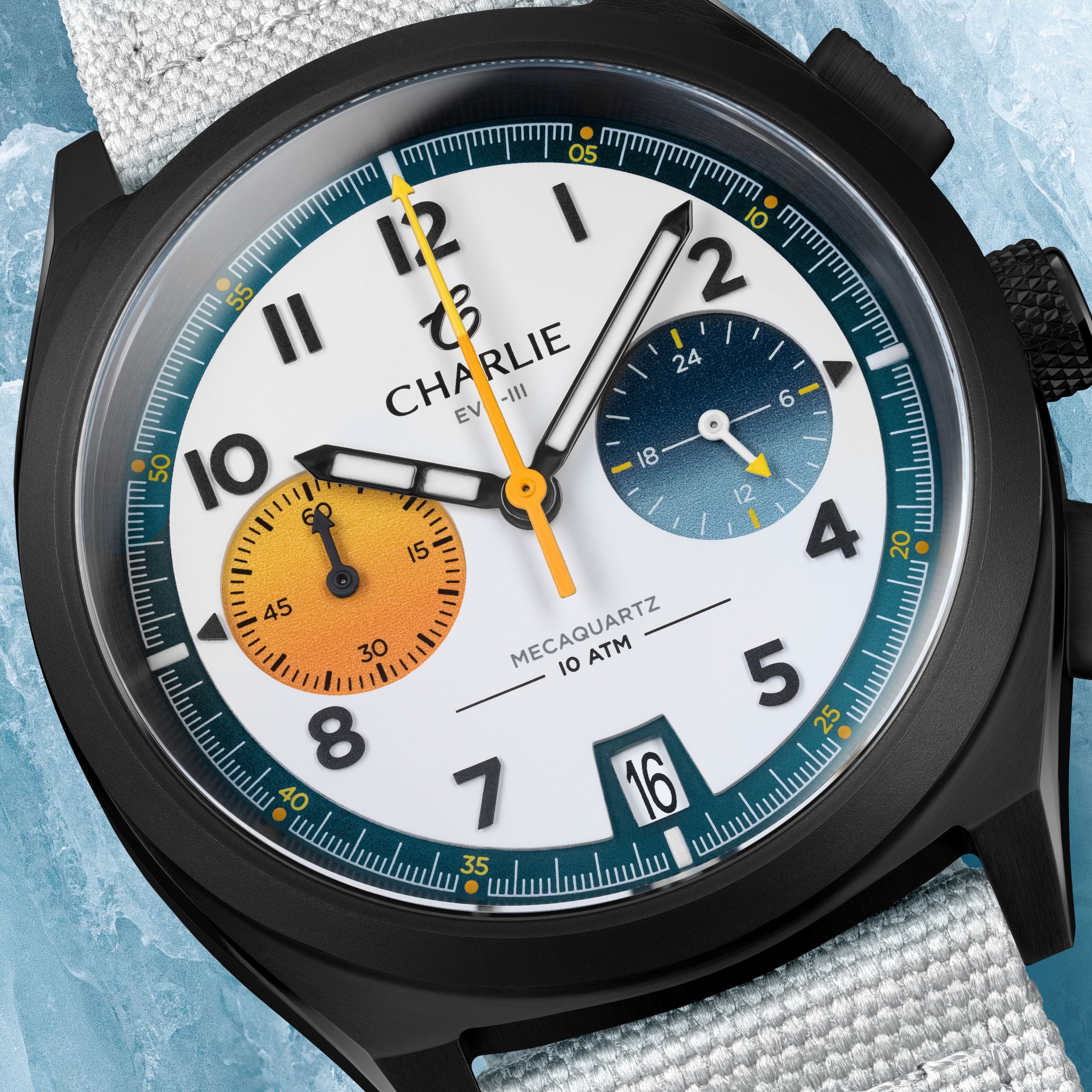 GRX - Men's Quartz Chronograph Watch, White - Black PVD, 39 mm