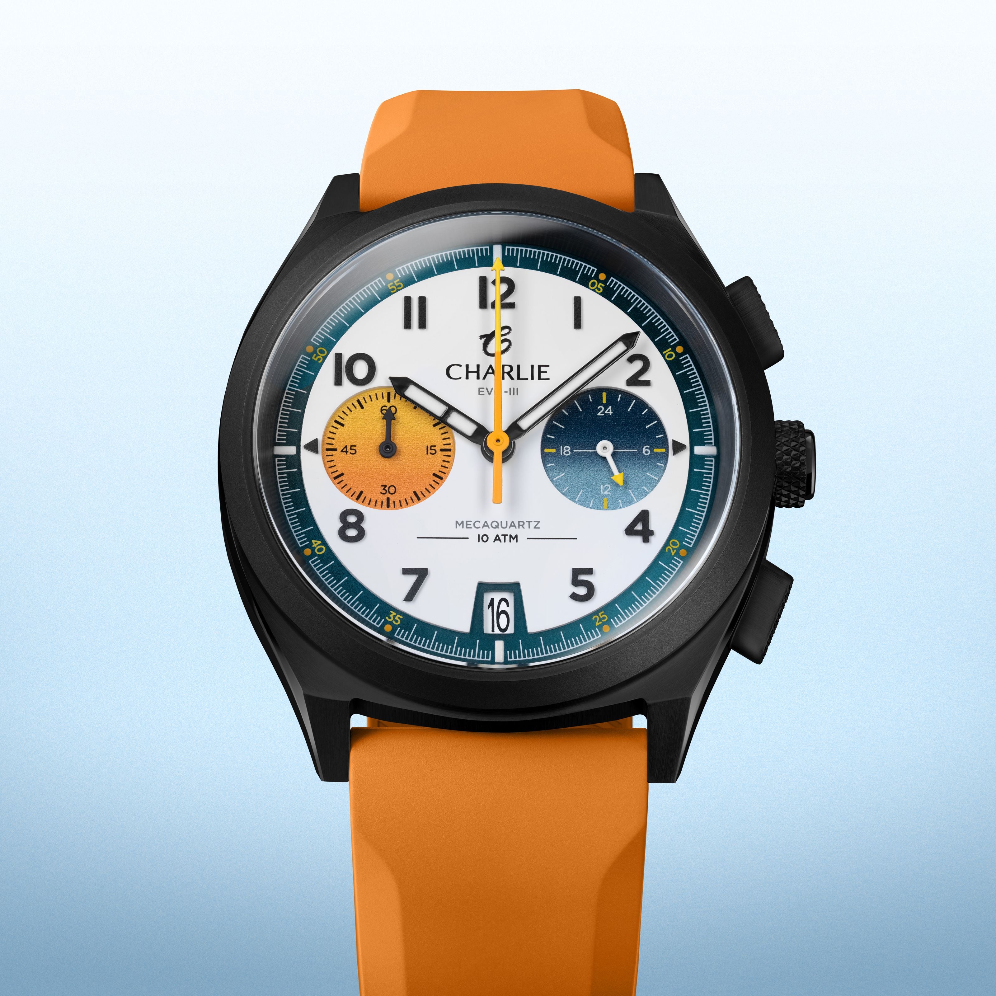 GRX - Mecaquartz Chronographe - EVO-III Montres CHARLIE Caoutchouc orange