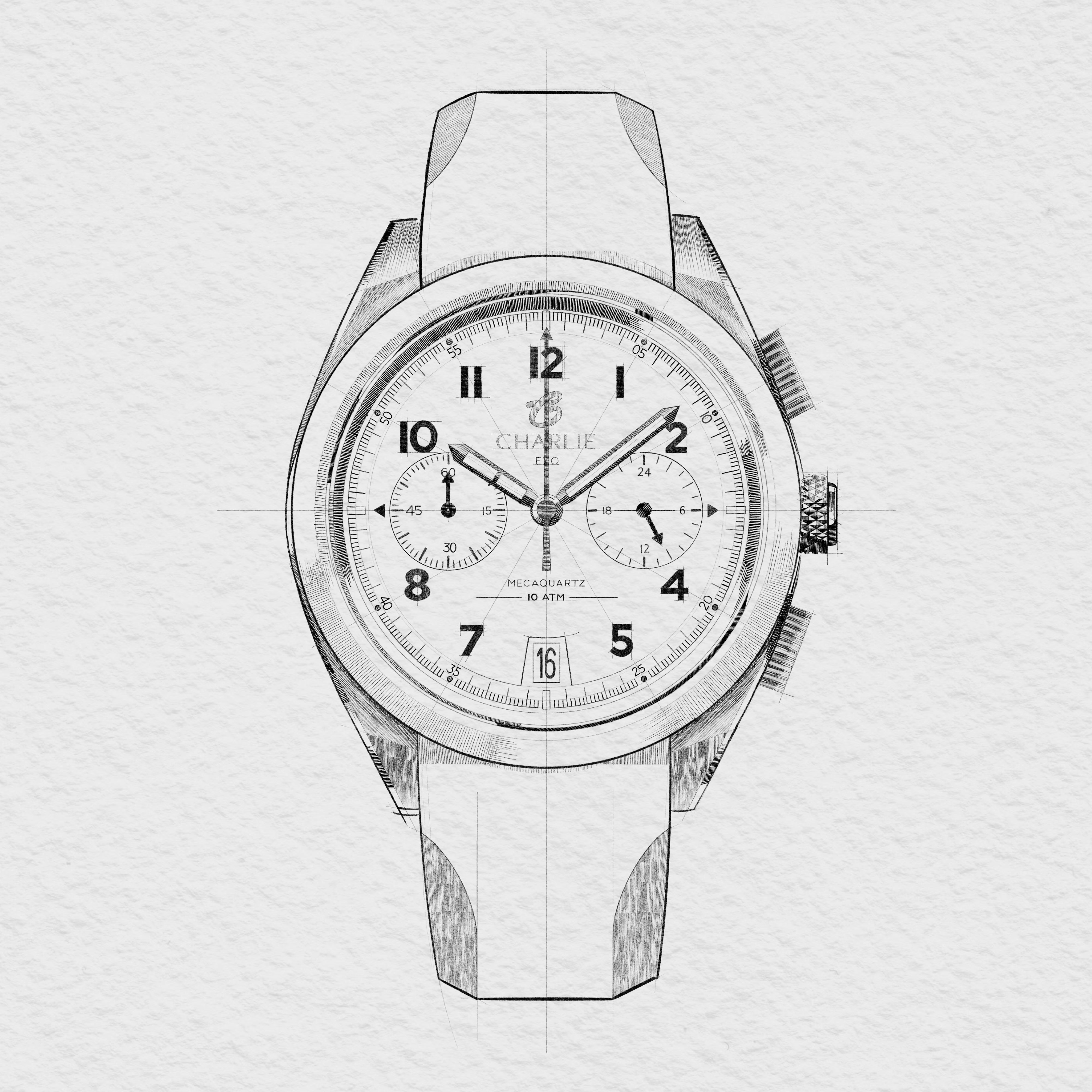GR - Men's brown quartz chronograph watch - Black PVD 39 mm