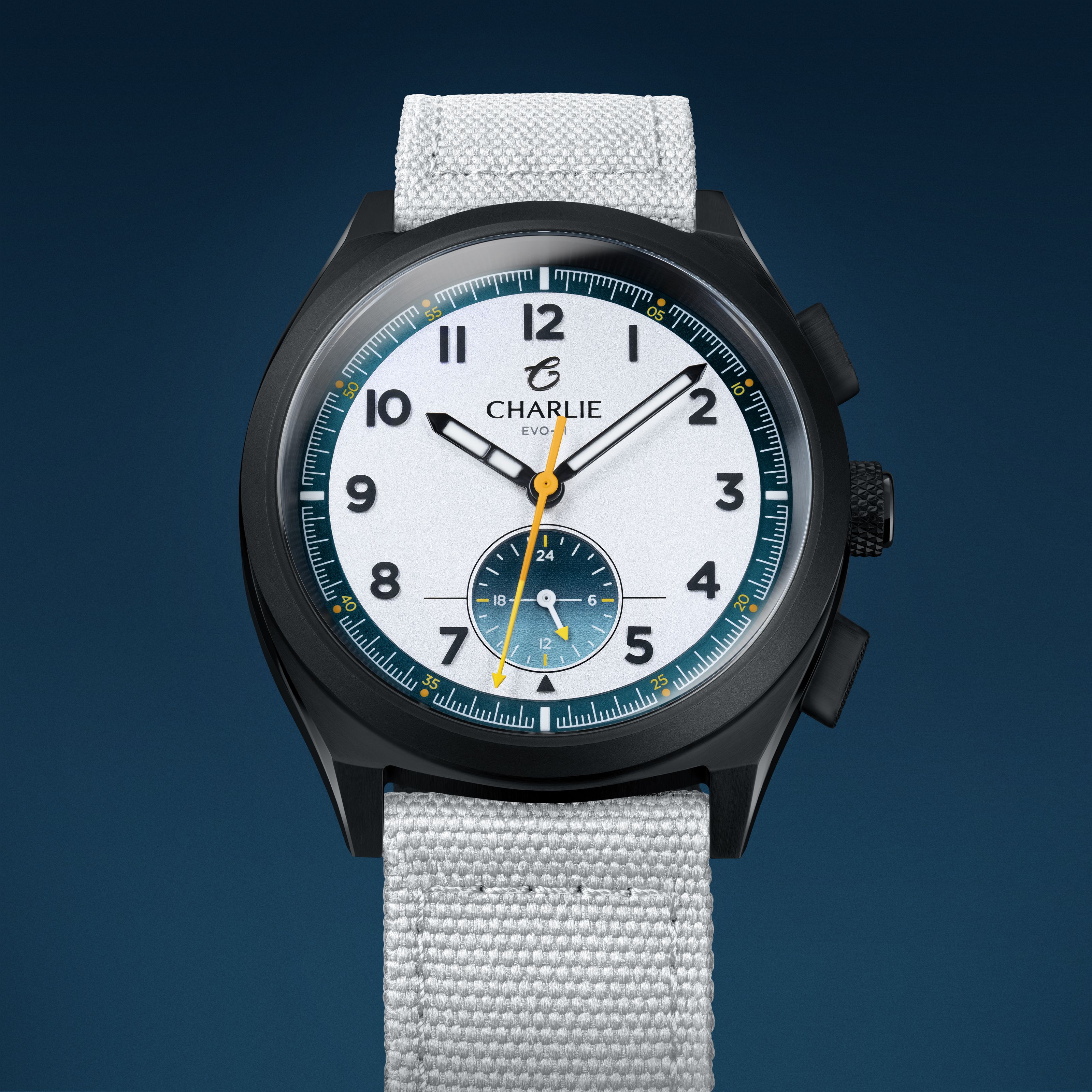 GRX - Men's white quartz watch - Black PVD 39 mm - Field watch