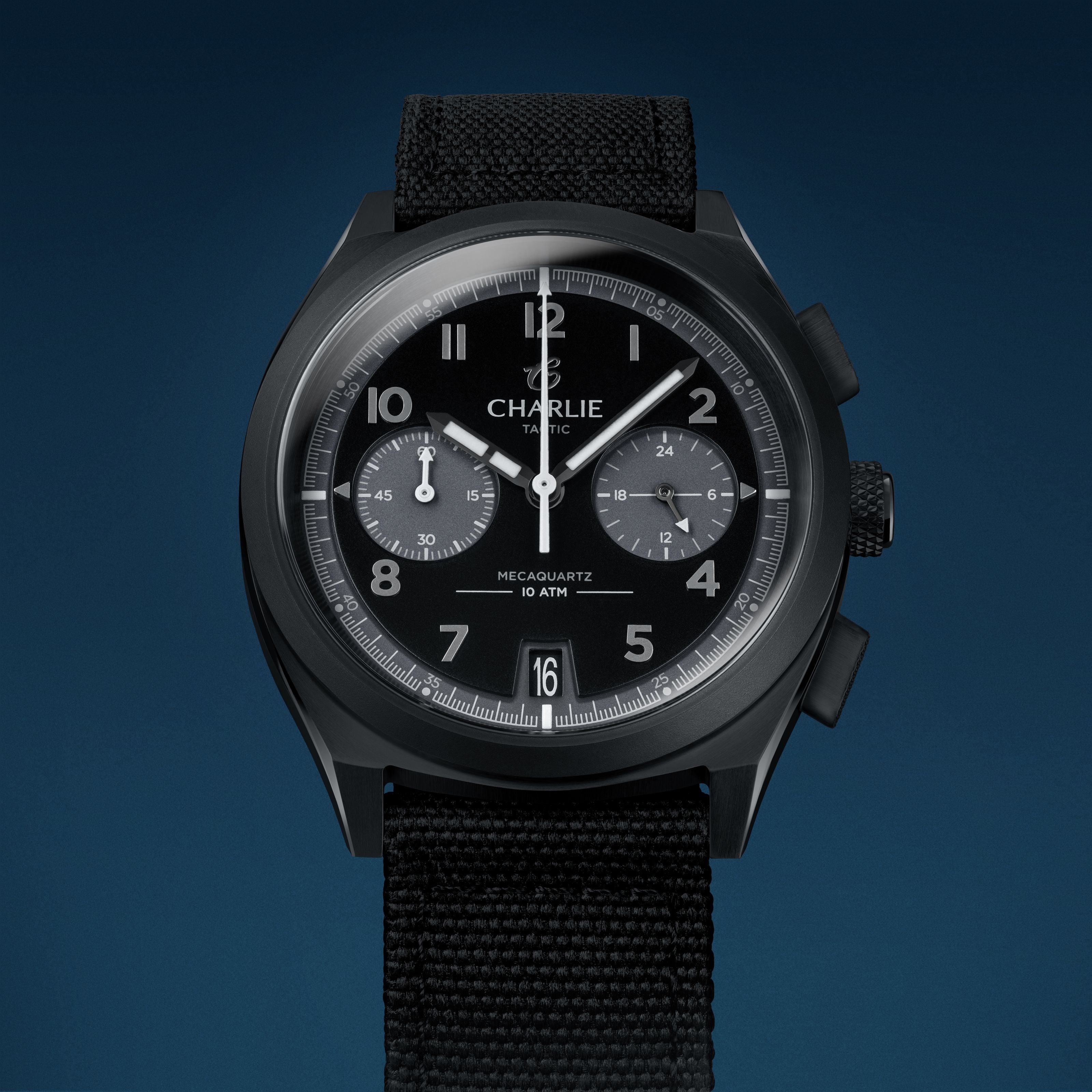 GRX - Men's tactical quartz chronograph watch - Black PVD 39 mm