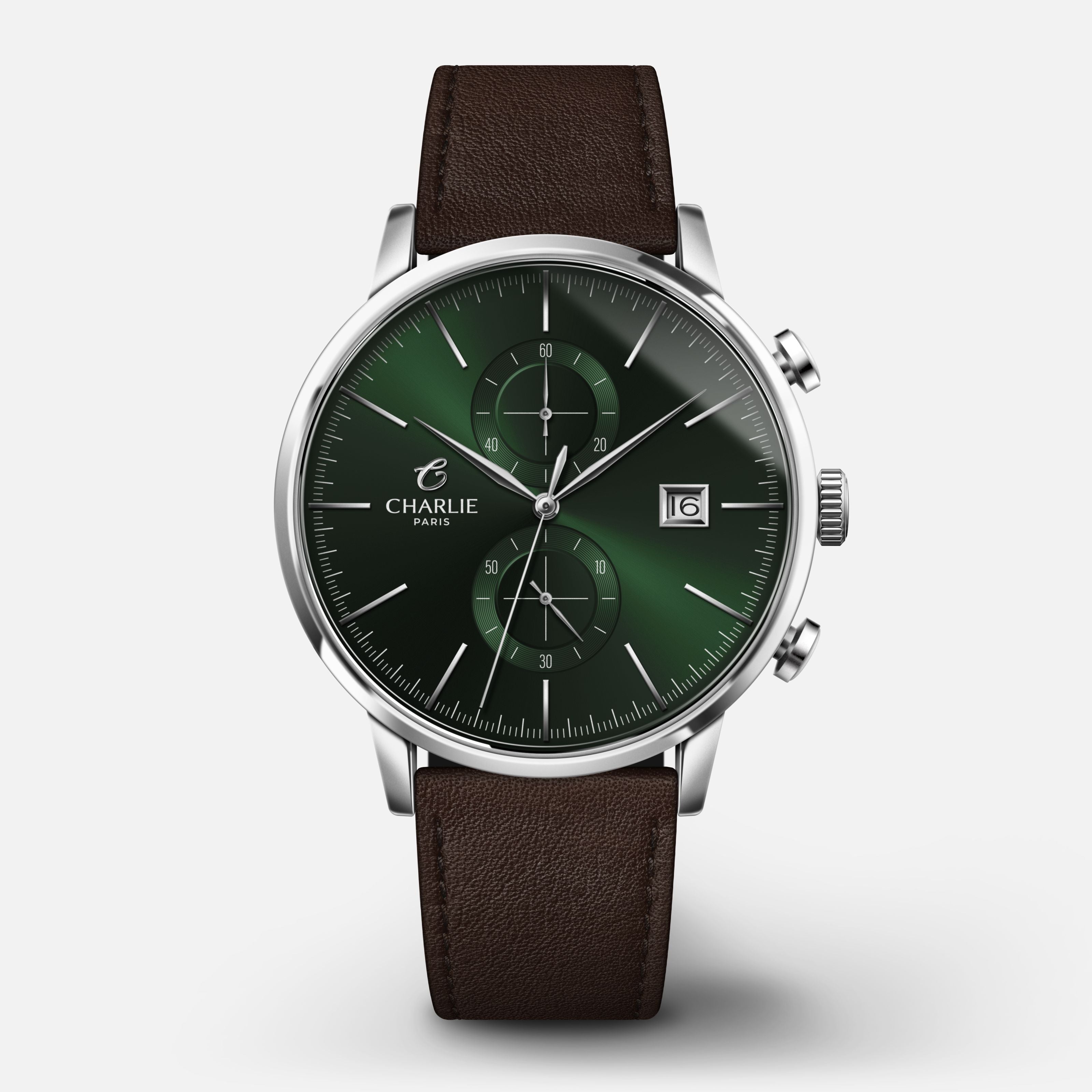 HORIZON - Men's green quartz chronograph watch - 40 mm steel