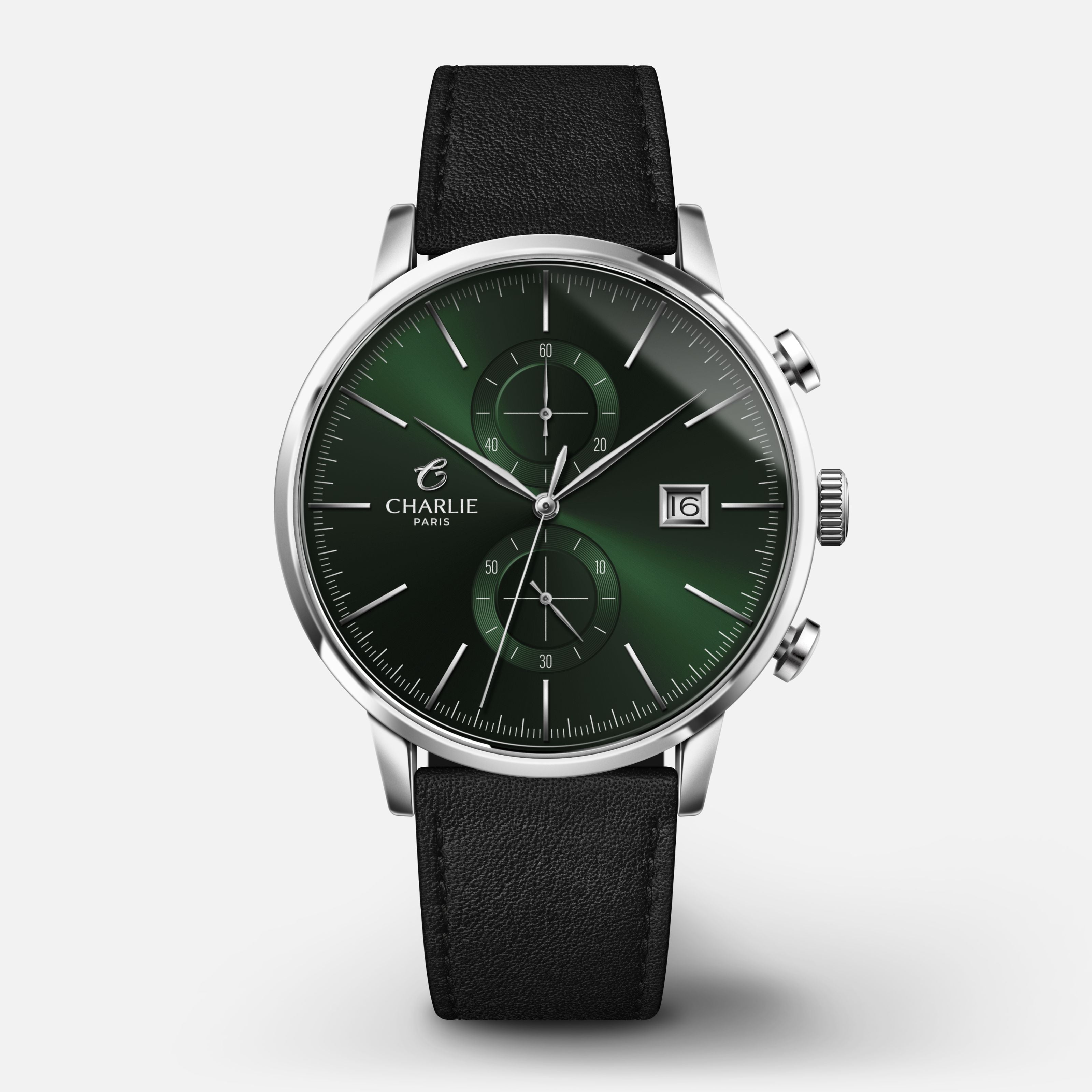 HORIZON - Men's green quartz chronograph watch - 40 mm steel