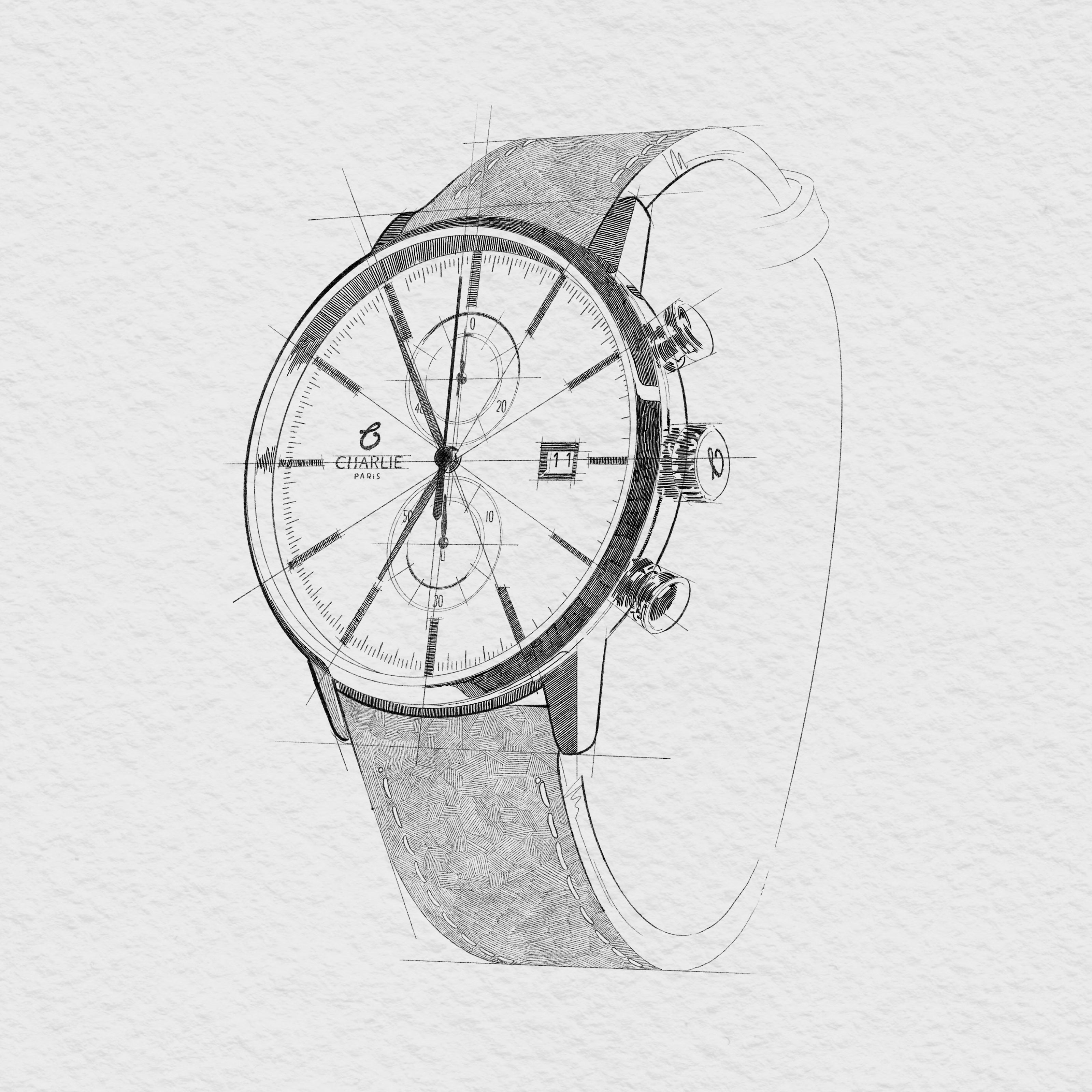 HORIZON - Men's green quartz chronograph watch - 40 mm steel
