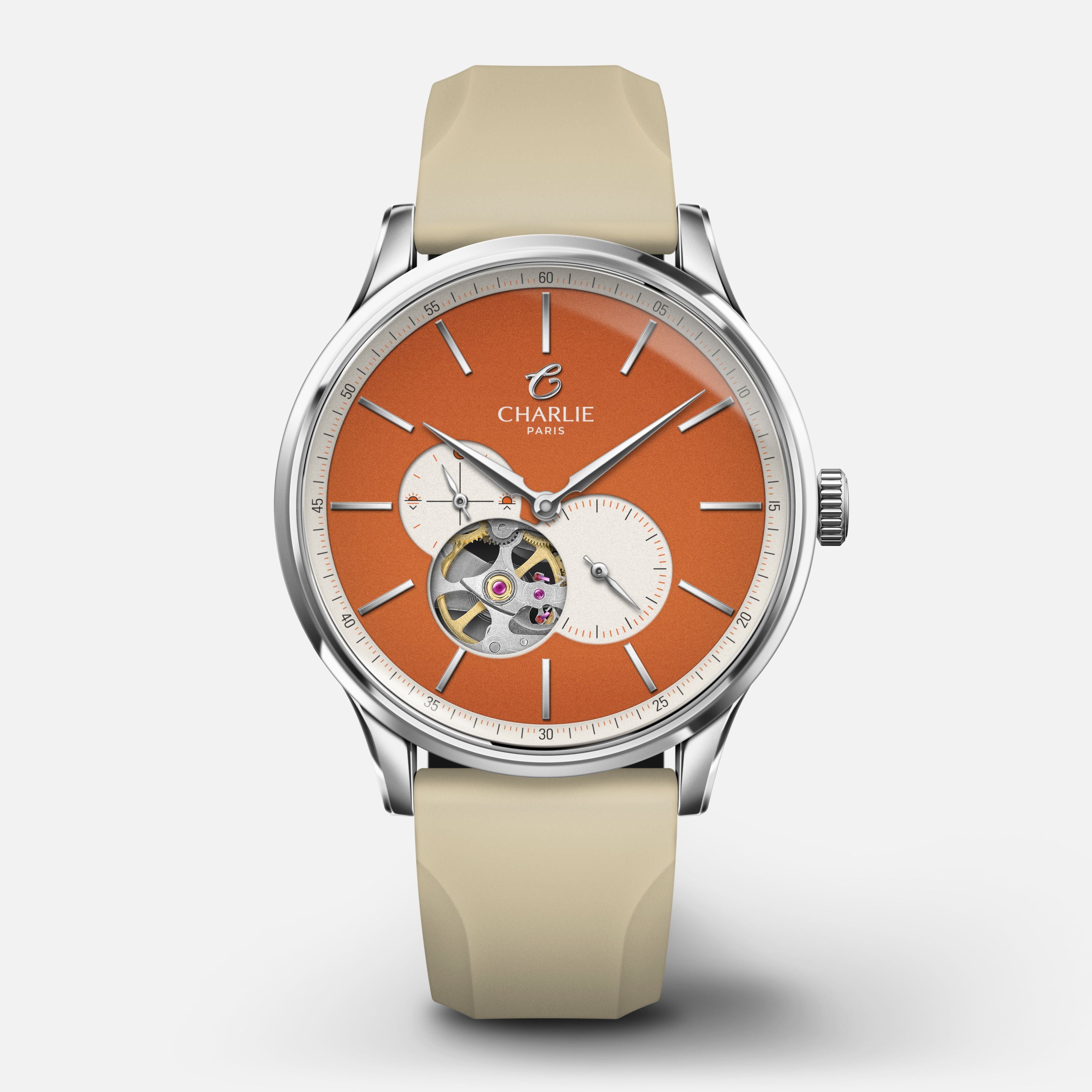 INITIAL - Men's automatic orange watch - 40mm steel - Sapphire