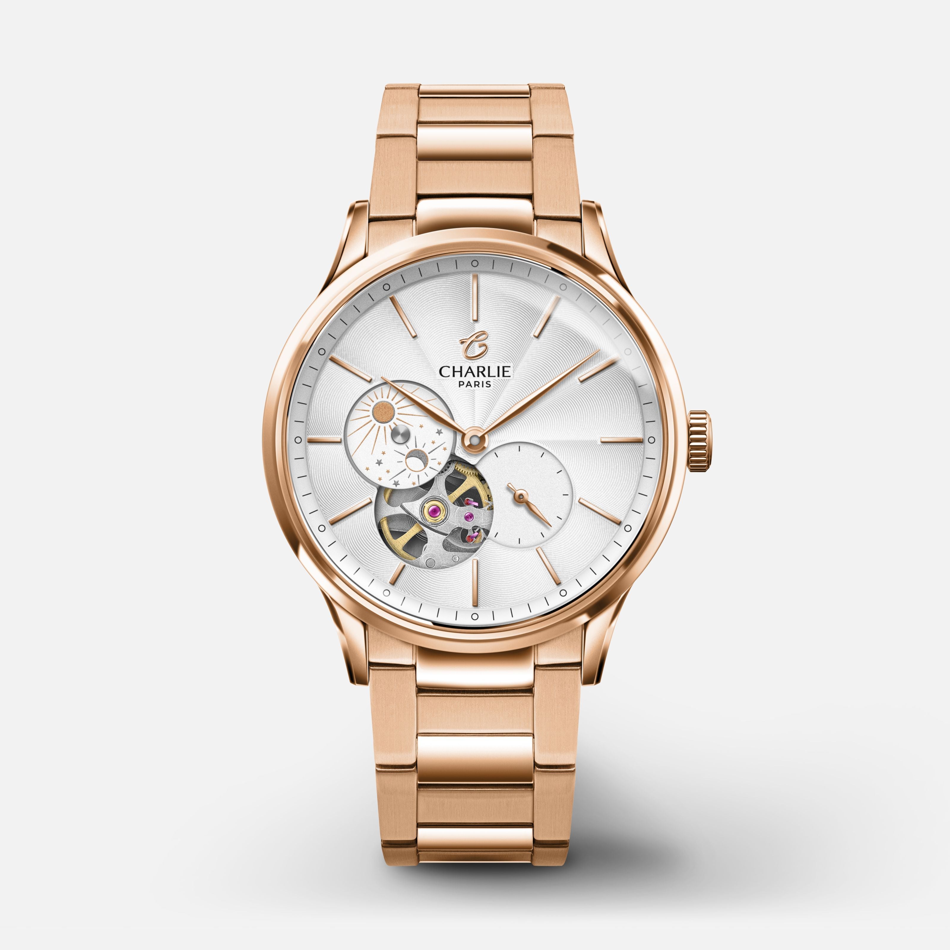 ち*ー様 マリアージュ・ハートフル (シルバープルーフ) ローズゴールド INITIAL - Women's automatic watch - Open Heart Day/Night Rose gold