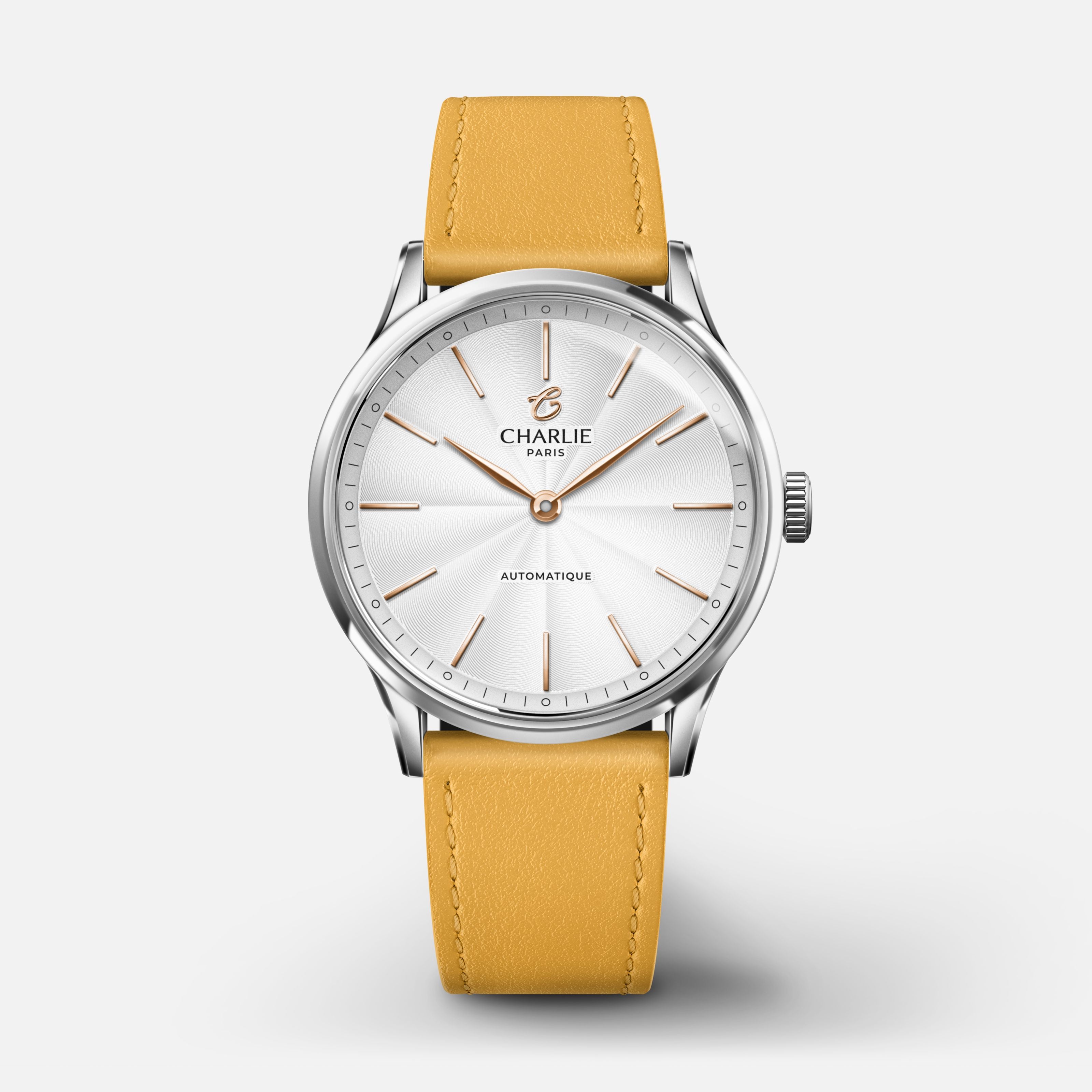 INITIAL 35 - Automatique - Acier Montres CHARLIE Cuir jaune toscan