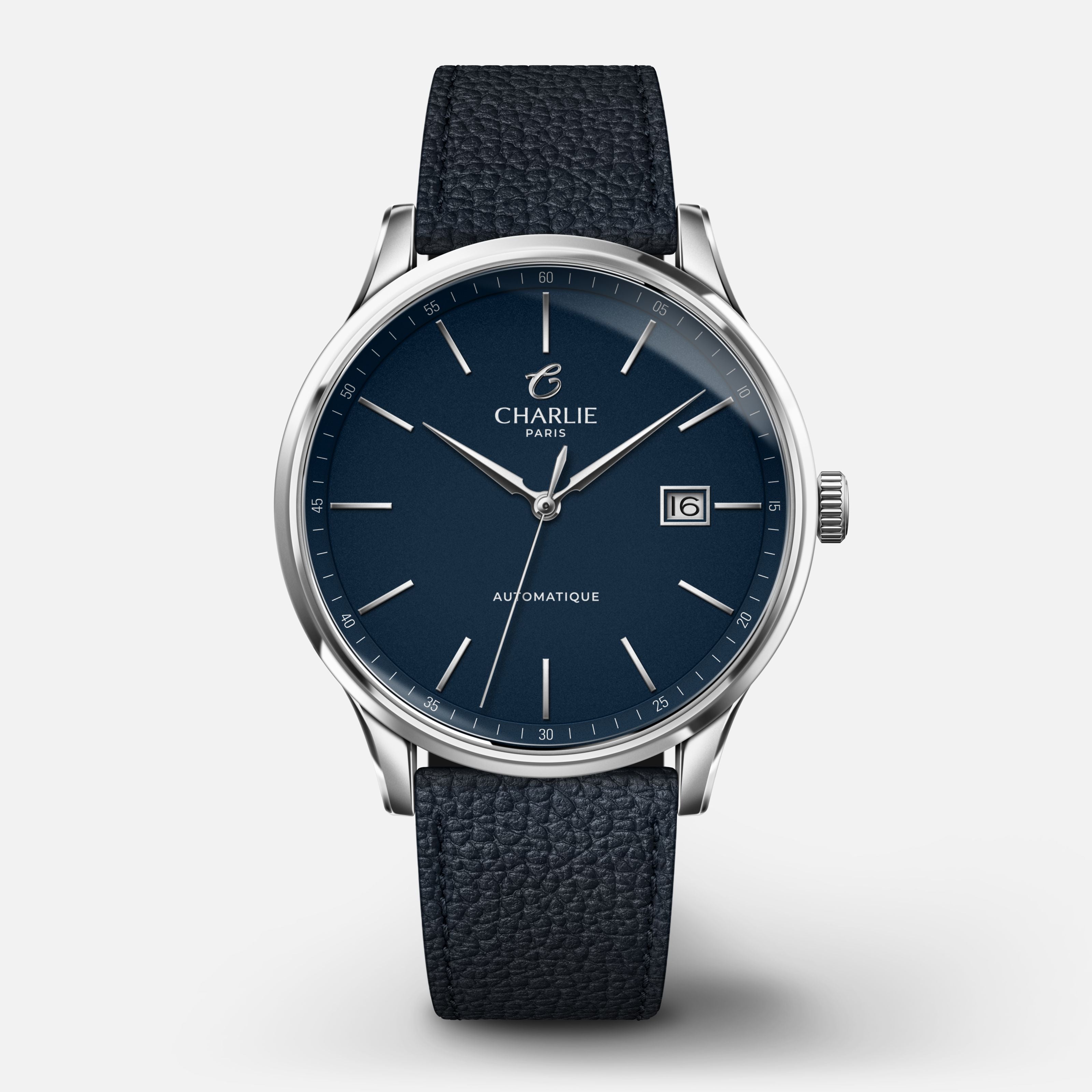 Elegant automatic men s watch Initial Slim Blue