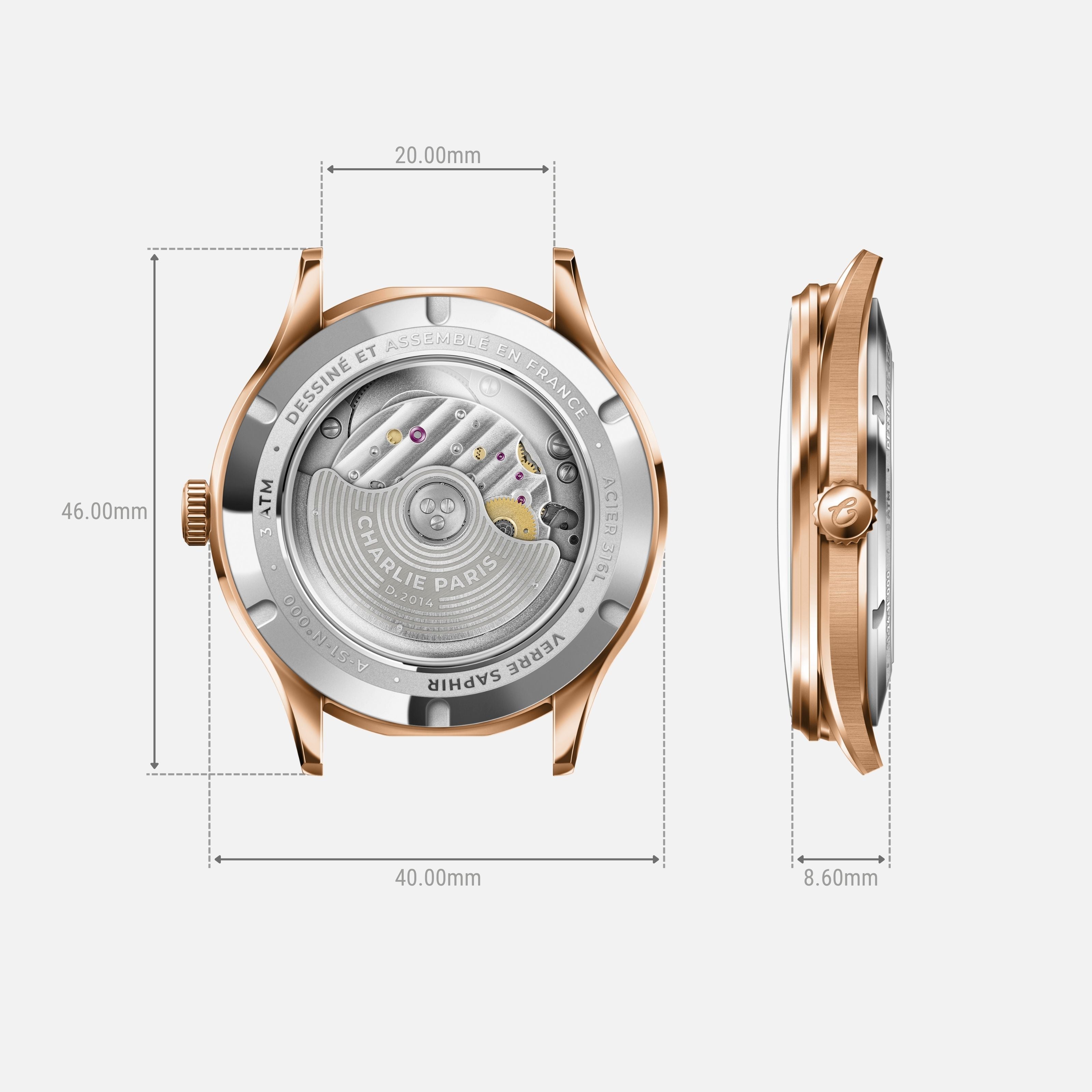 INITIAL - Slim - goldfarben rosa