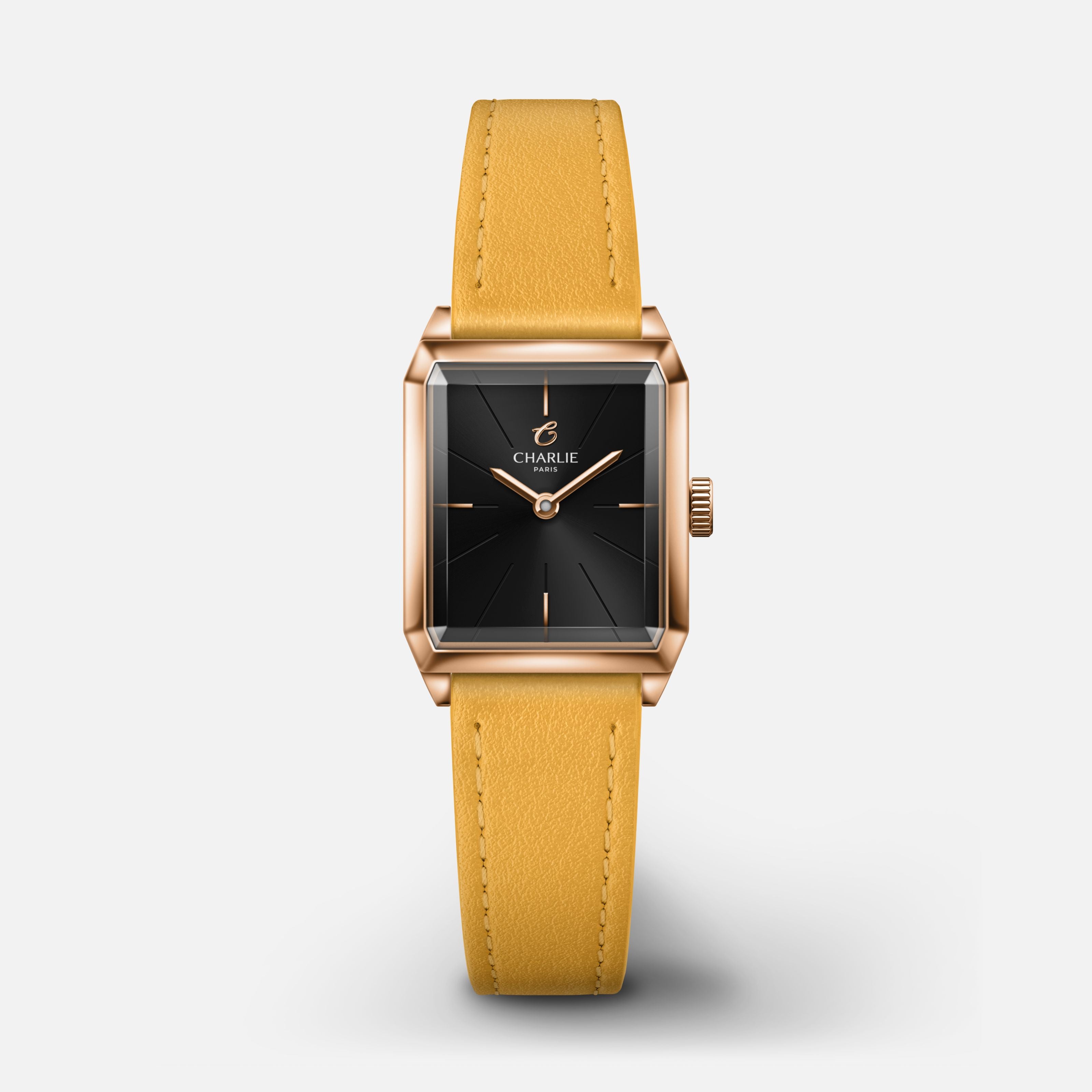 MONCEAU - Elegant octagonal women's watch - Rose gold - Black dial