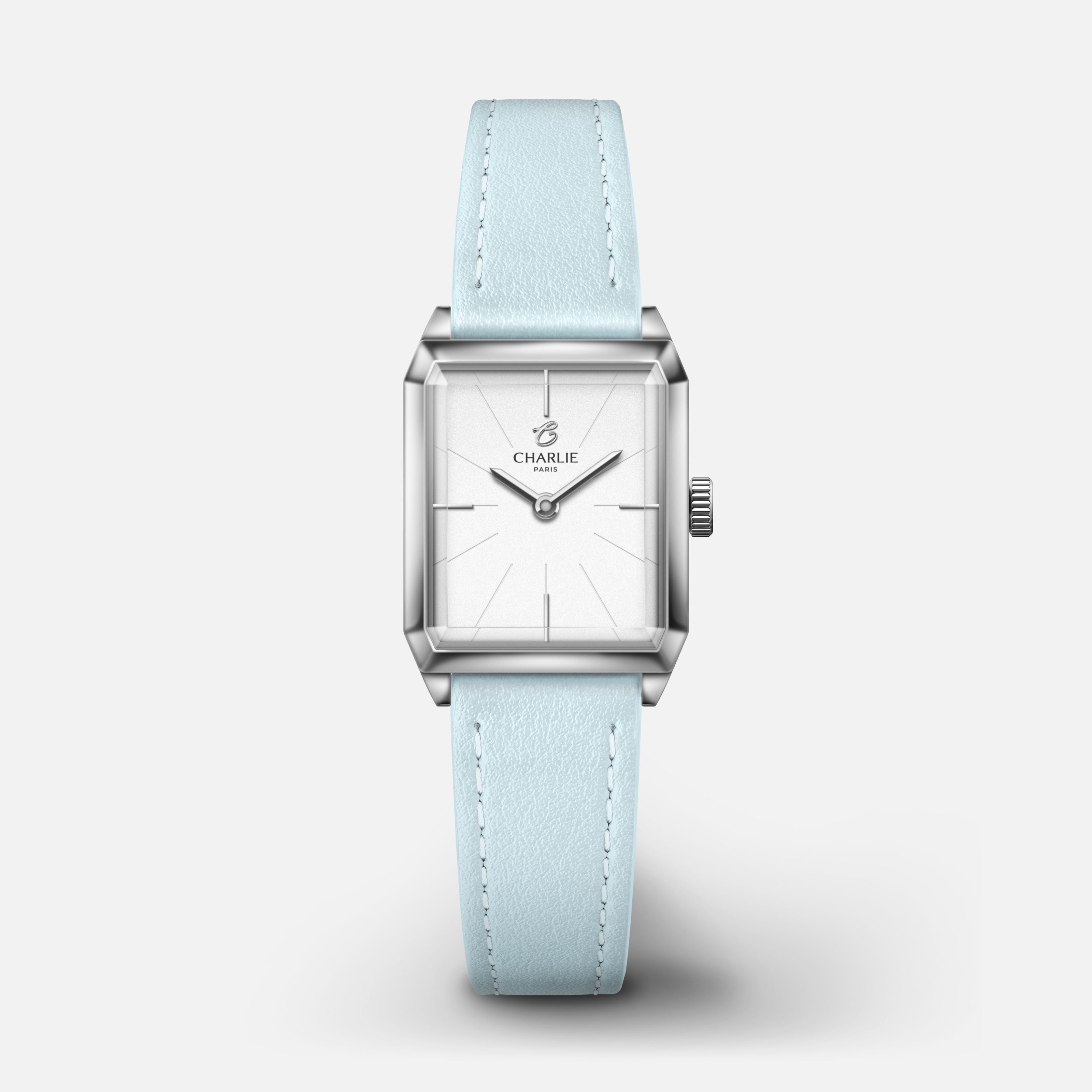 MONCEAU - Quartz - Acier Montres CHARLIE Cuir bleu azur