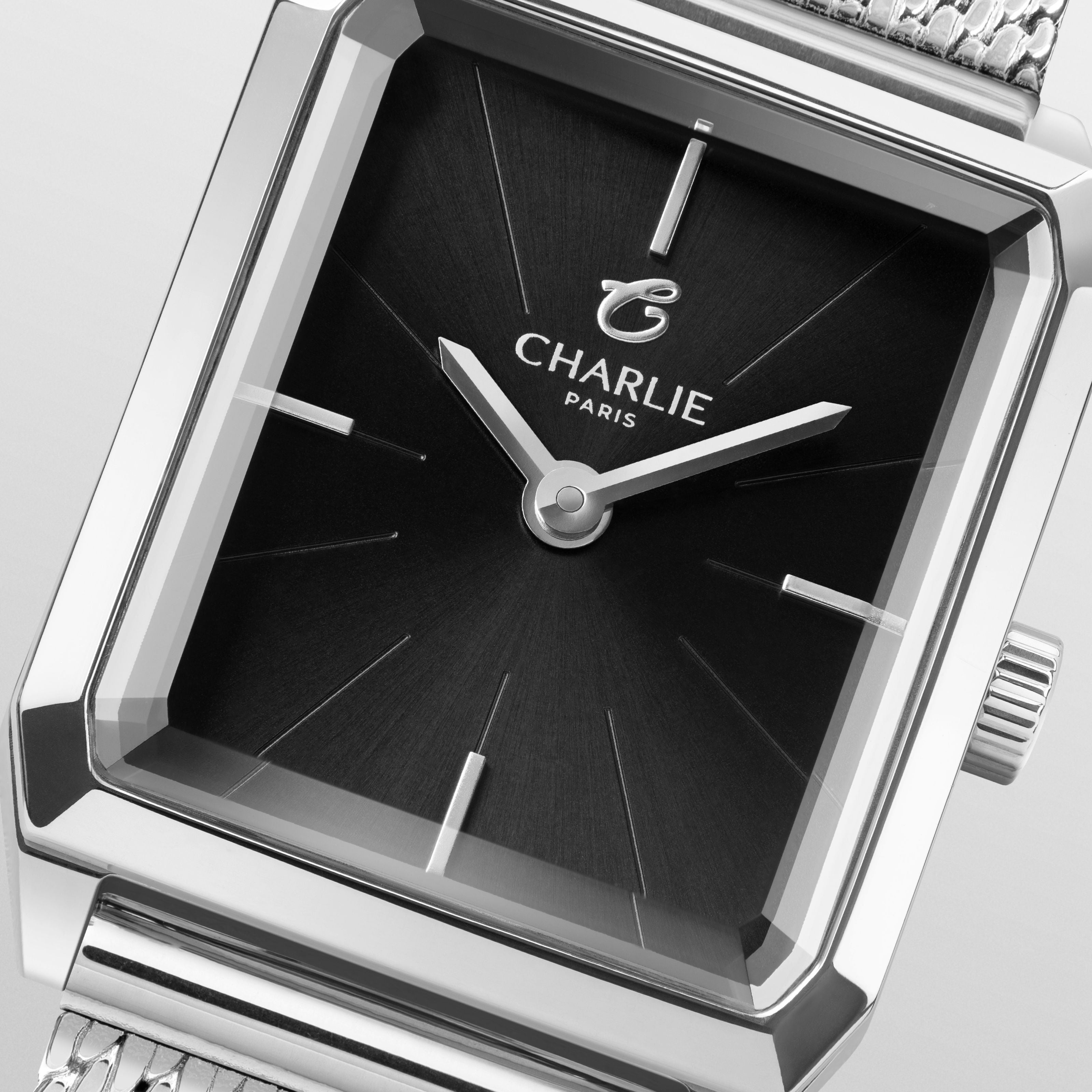 MONCEAU - Quartz - Acier & Noir Montres CHARLIE