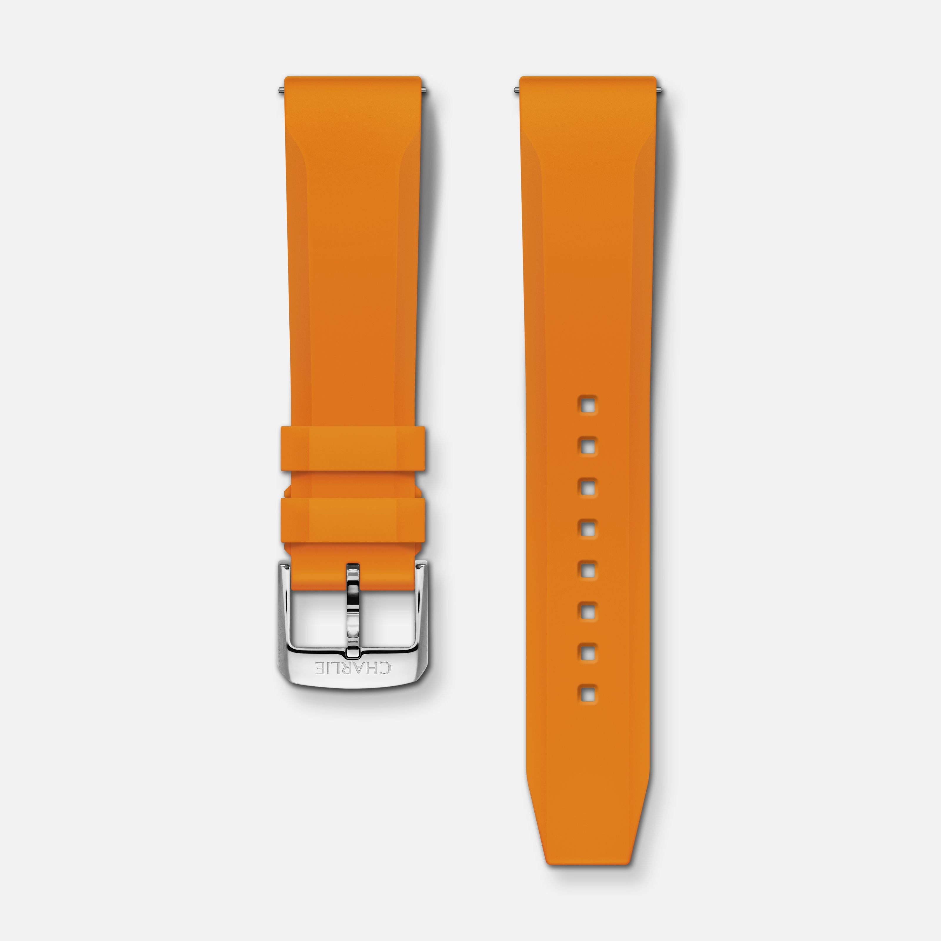 Bracelet caoutchouc orange NBR 20mm Bracelets de montres CHARLIE Acier