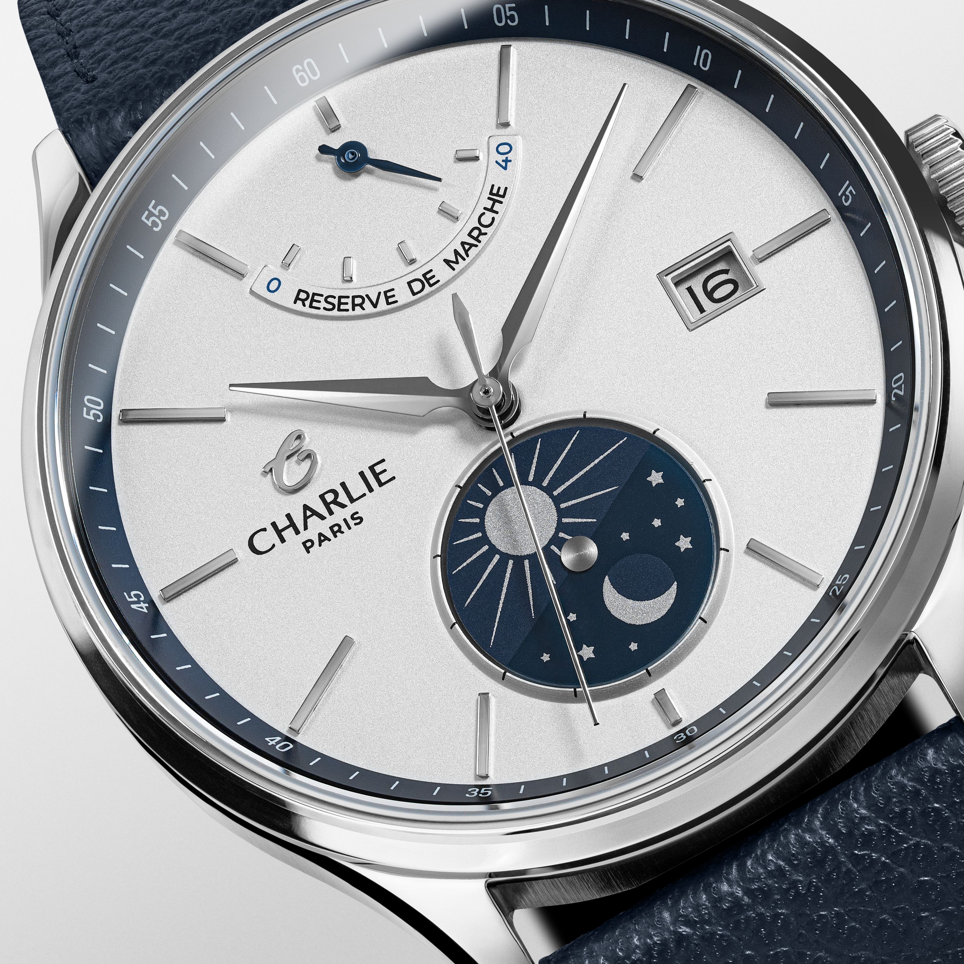 INITIAL - Power Reserve - Day/night Blue & White