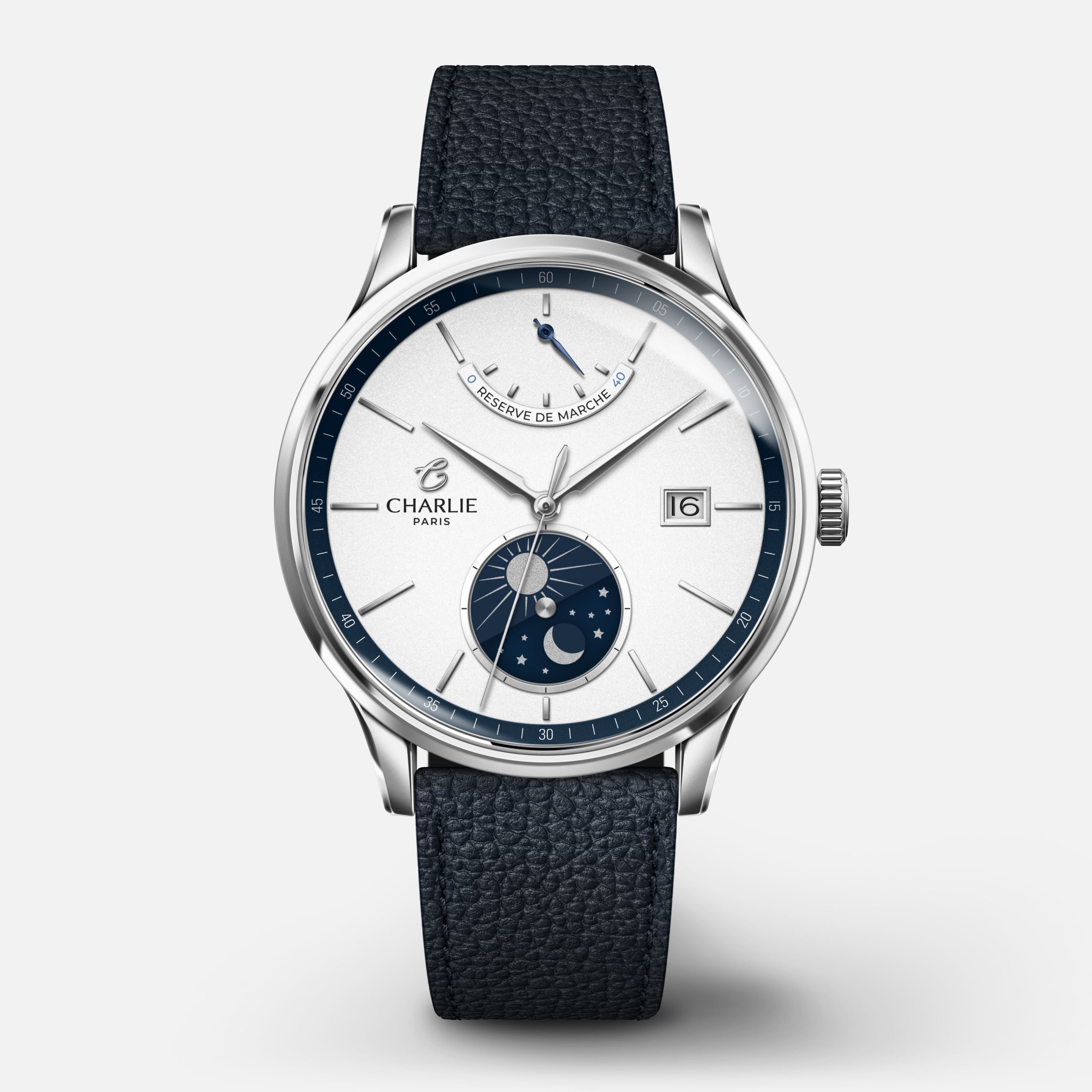 INITIAL - Power Reserve - Day/night Blue & White