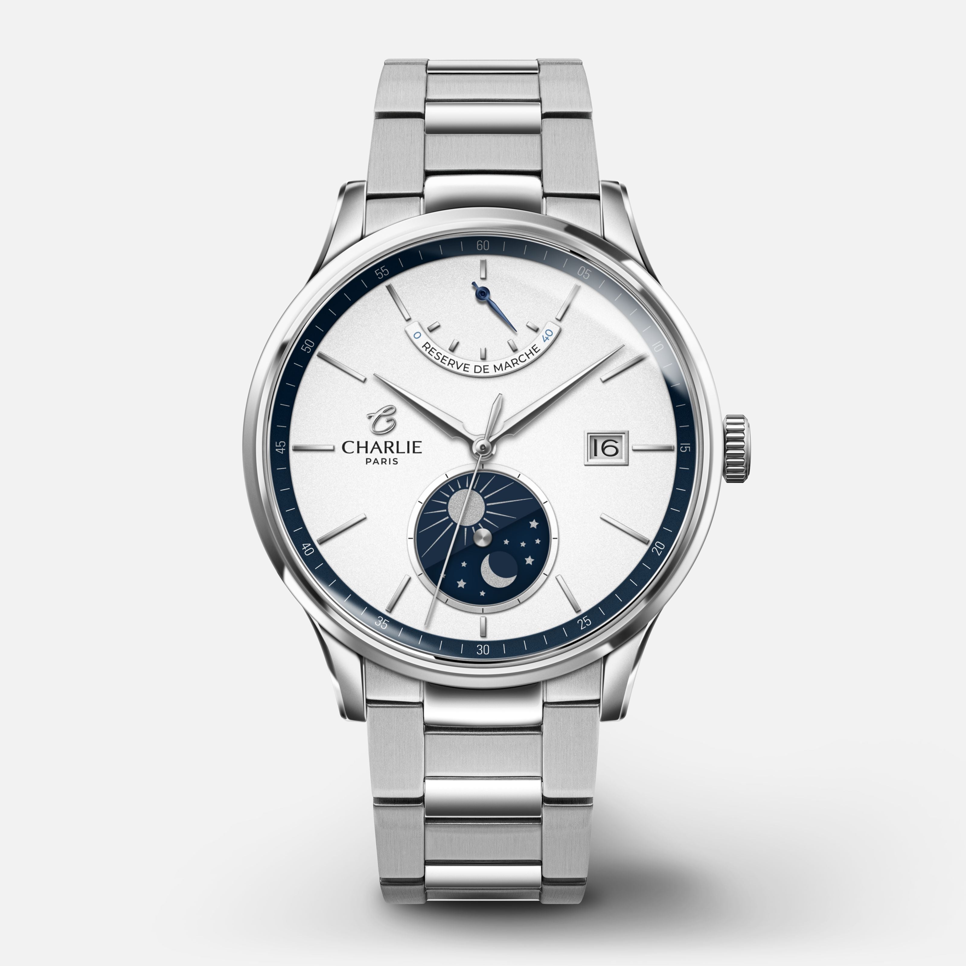 INITIAL - Power Reserve - Day/night Blue & White