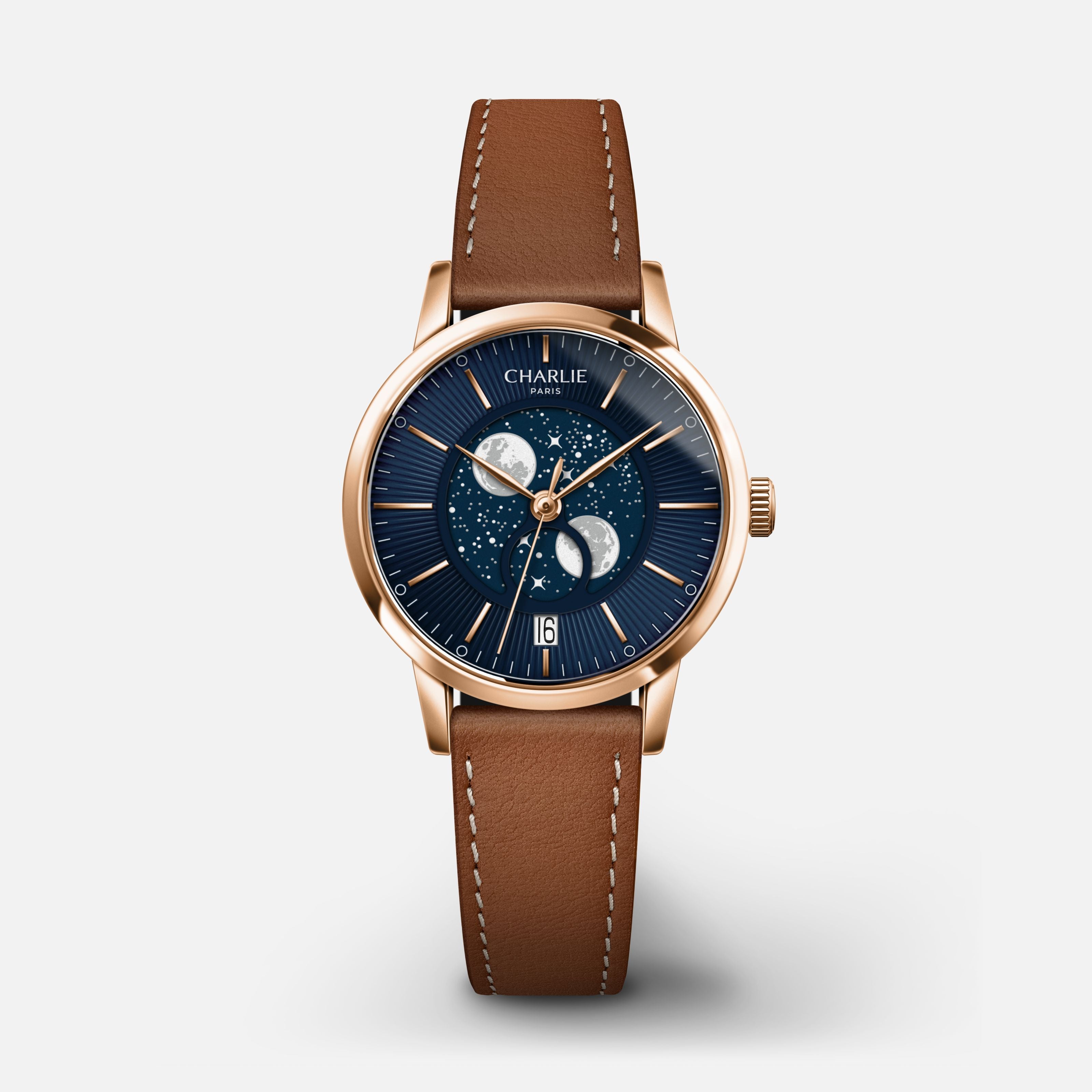 SULLY - Quartz Moon Phase - Rose Gold & Blue 