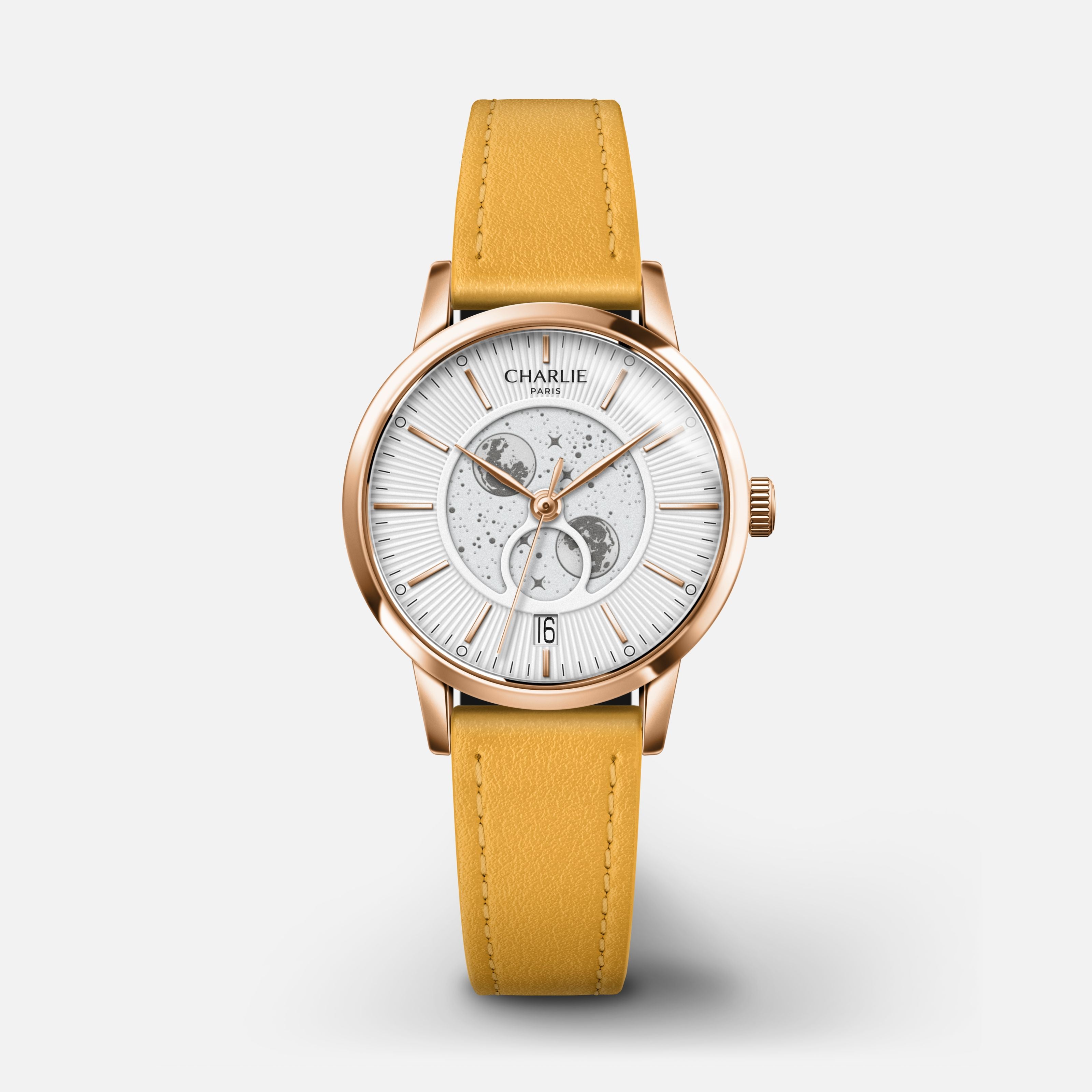 SULLY - Women's watch Moon Phase Fine white quartz - Rose gold 30