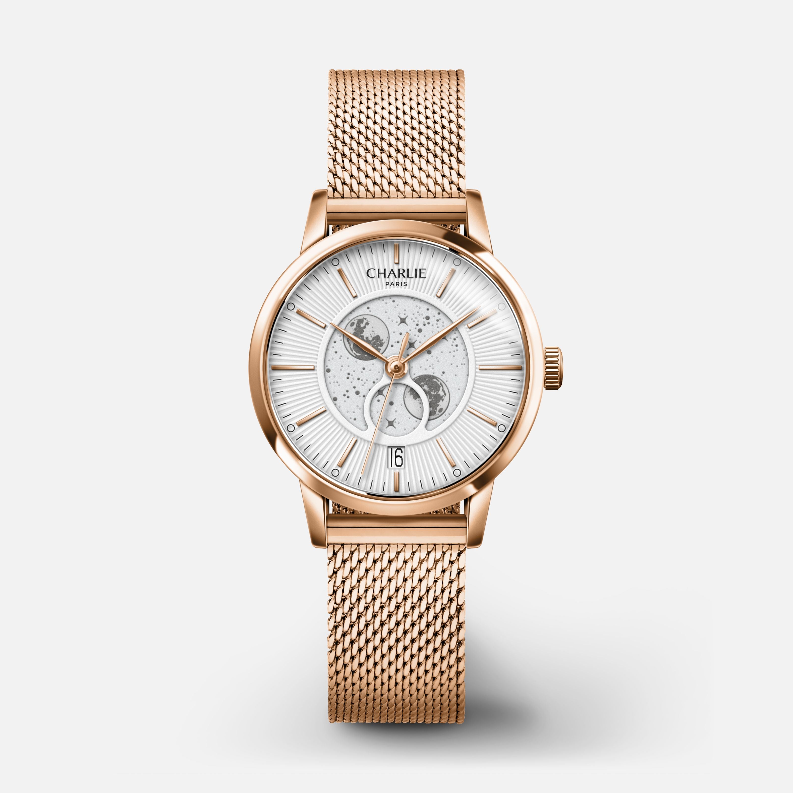 SULLY - Women's watch Moon Phase Fine quartz - Rose gold 30 mm