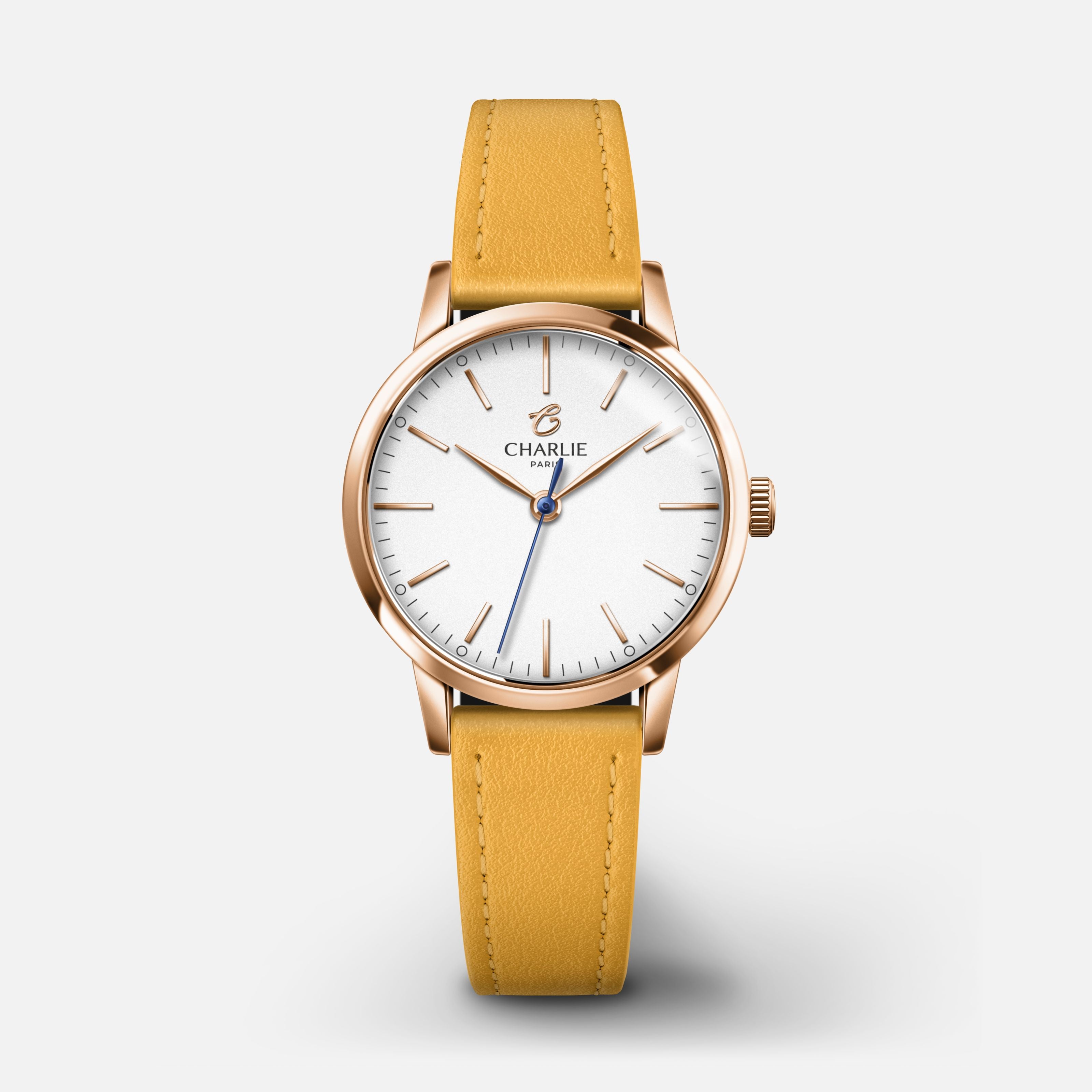 SULLY - Quartz - Doré rose Montres CHARLIE Cuir jaune toscan