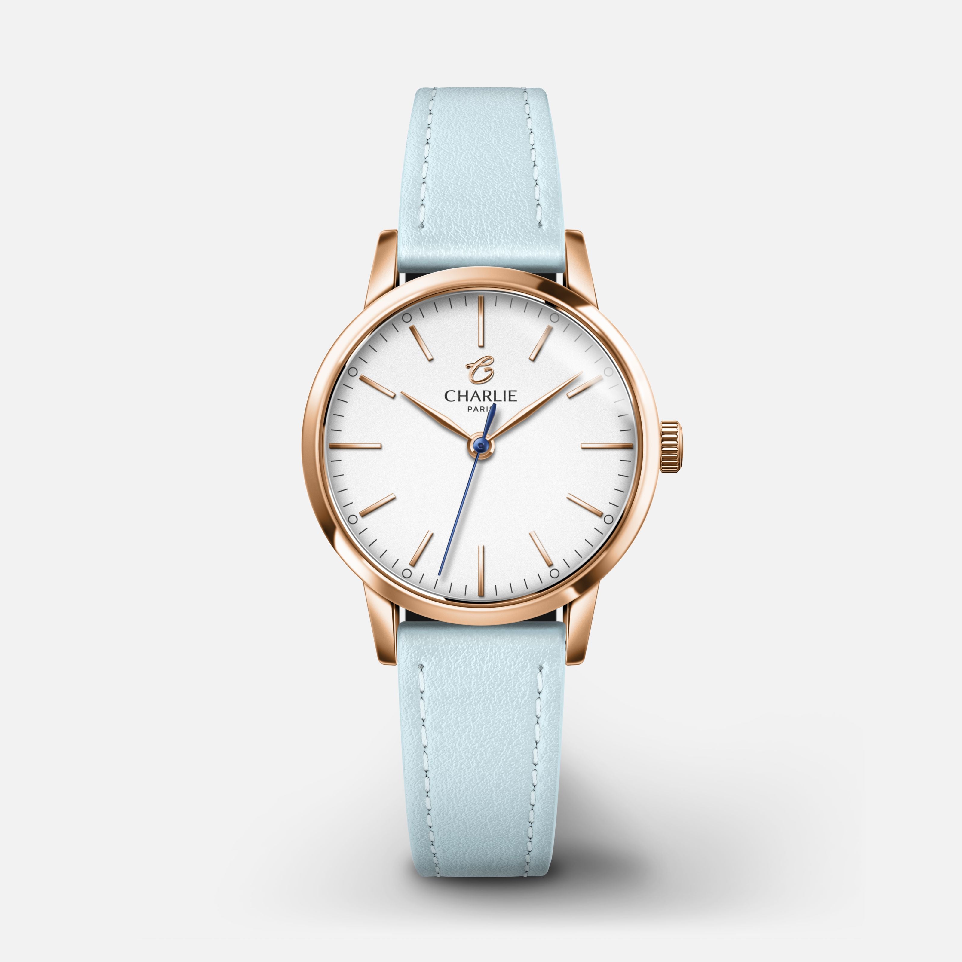 SULLY - Quartz - Doré rose Montres CHARLIE Cuir bleu azur