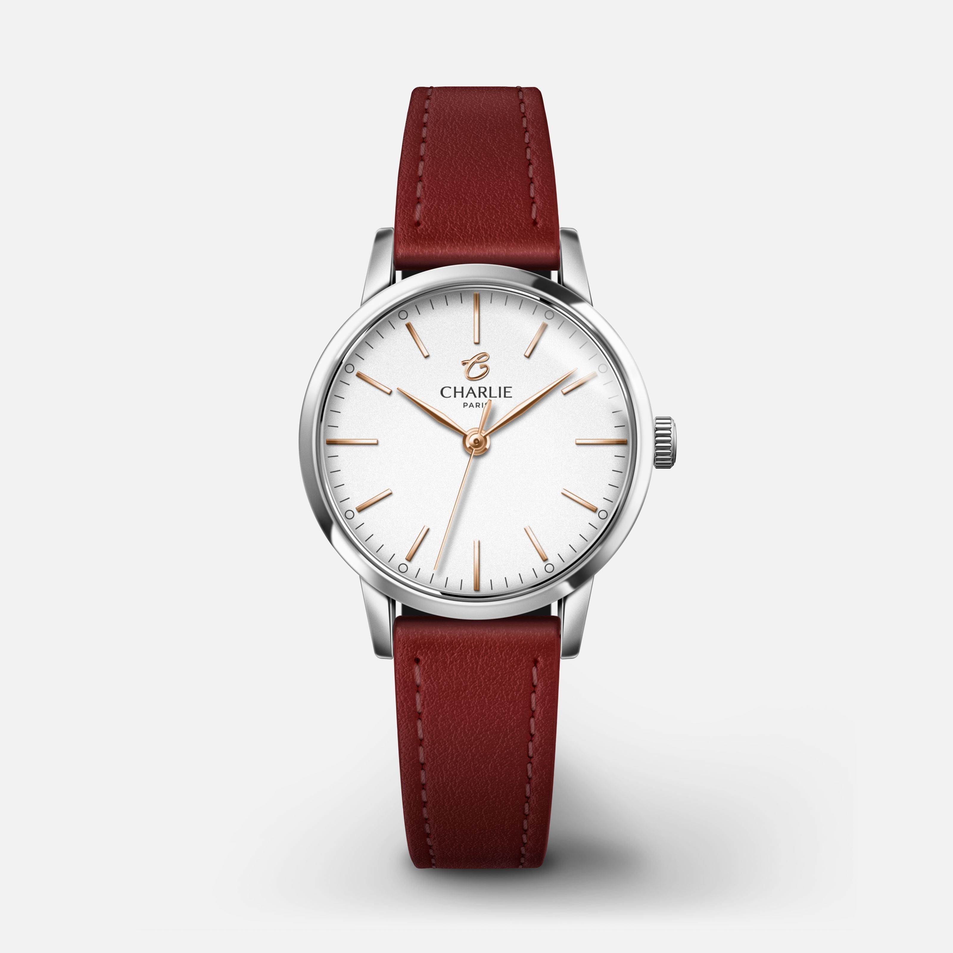 SULLY - Quartz - Acier Montres CHARLIE Cuir bordeaux