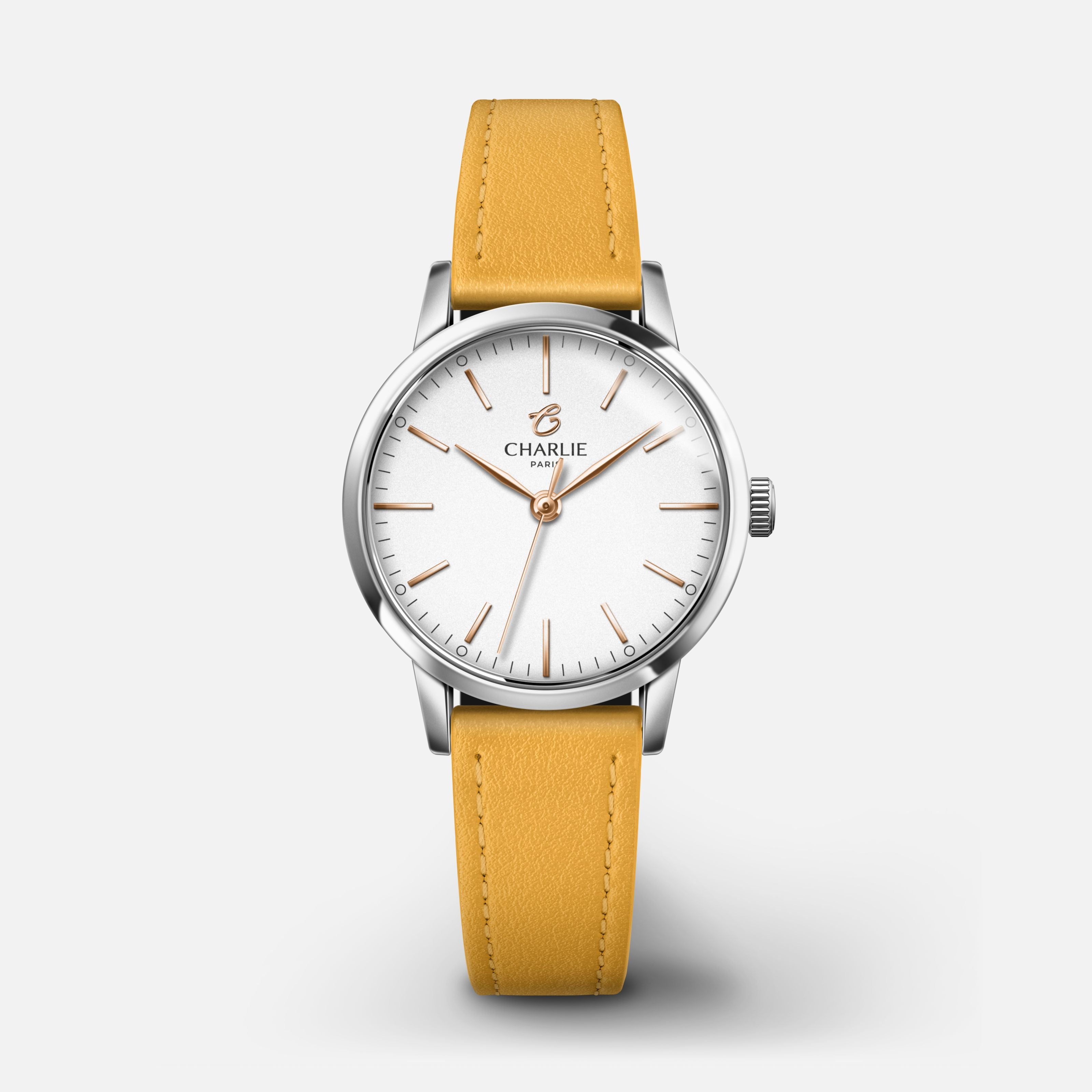 SULLY - Quartz - Acier Montres CHARLIE Cuir jaune toscan