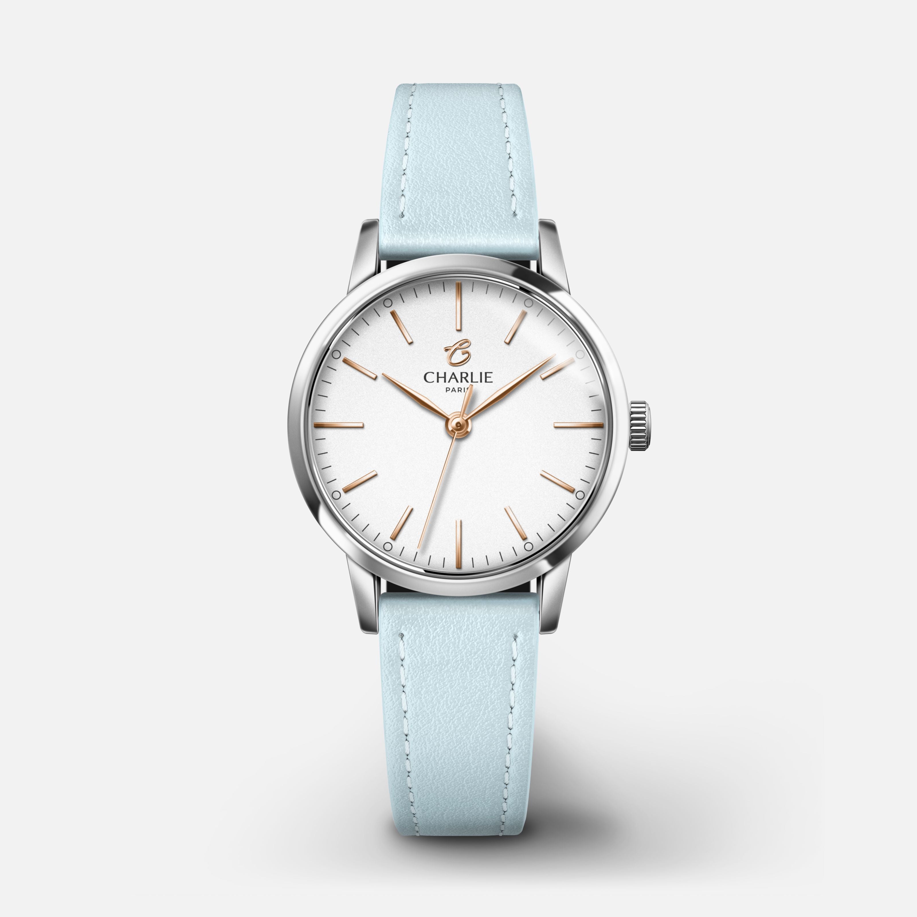 SULLY - Quartz - Acier Montres CHARLIE Cuir bleu azur